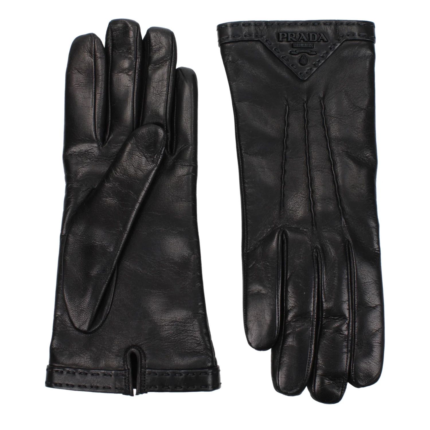 Prada ob1o1e1124 Size: 7.5 IT / Leather Gloves in Black Size ONE SIZE - 1 Preview