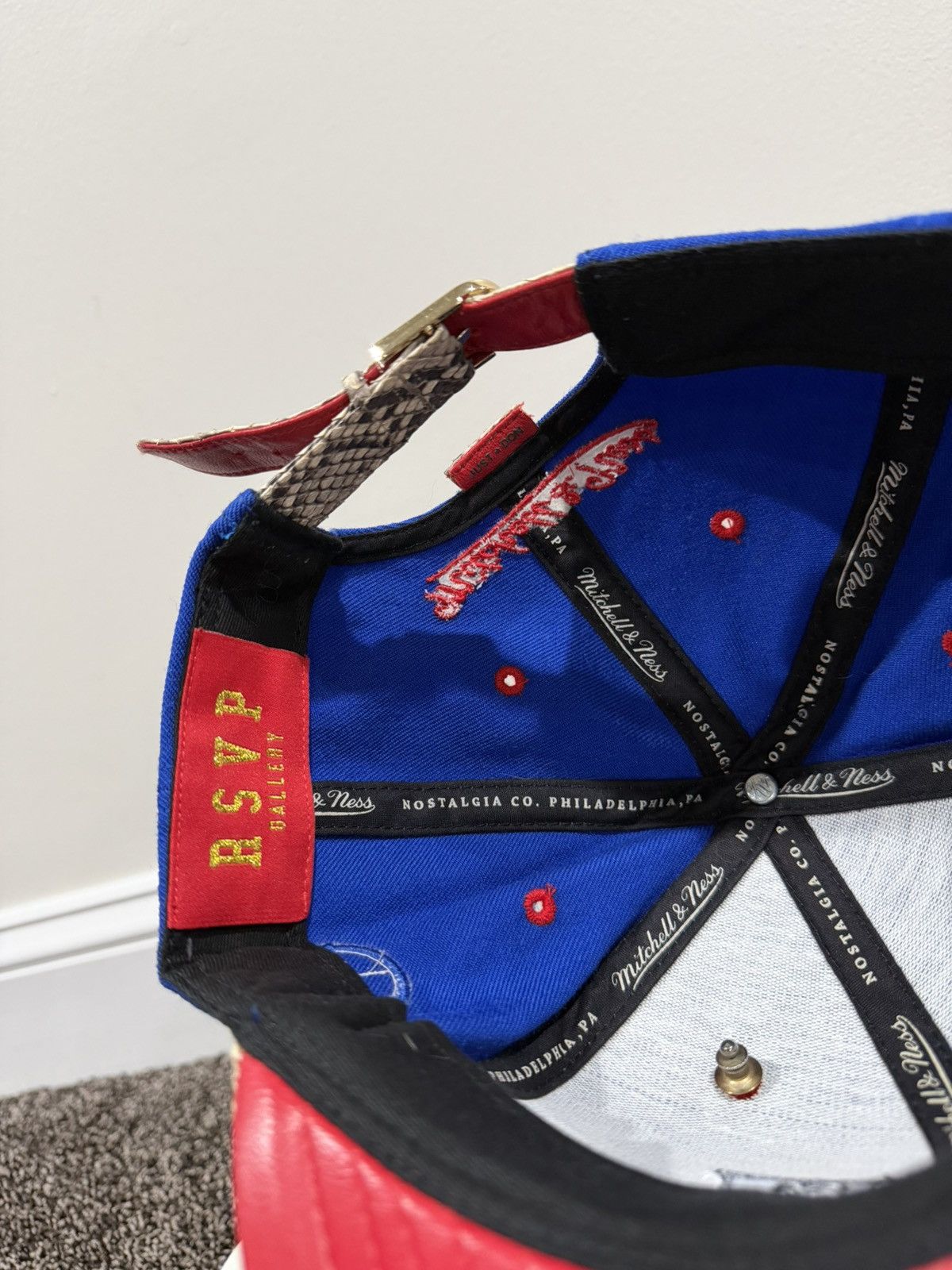 Just Don Just Don x Mitchell & Ness ABA New Jersey Americans Blue Hat Size ONE SIZE - 7 Thumbnail