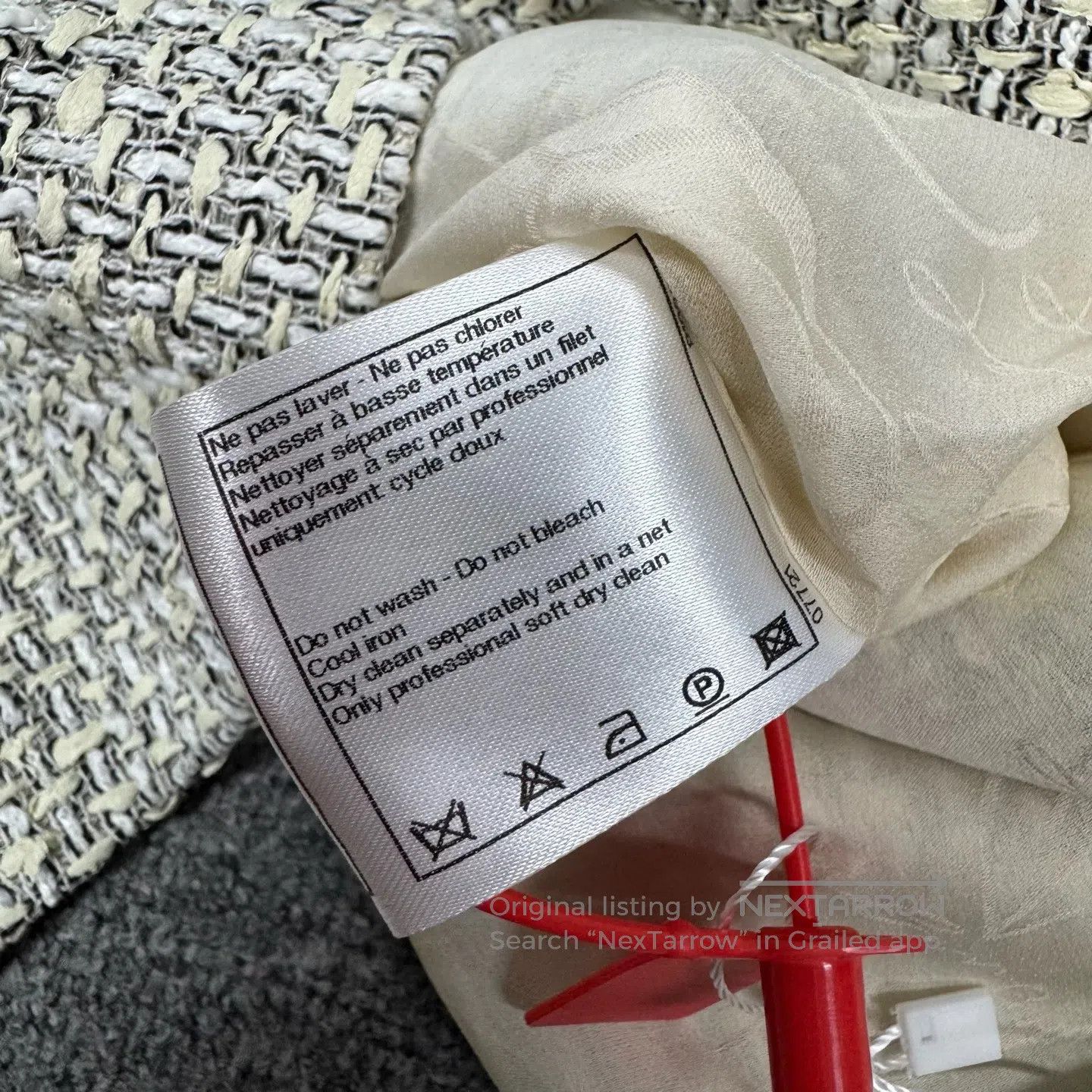 Chanel Chanel Off-white coarse woolen cardigan jacket, collarless Size S / US 4 / IT 40 - 8 Thumbnail