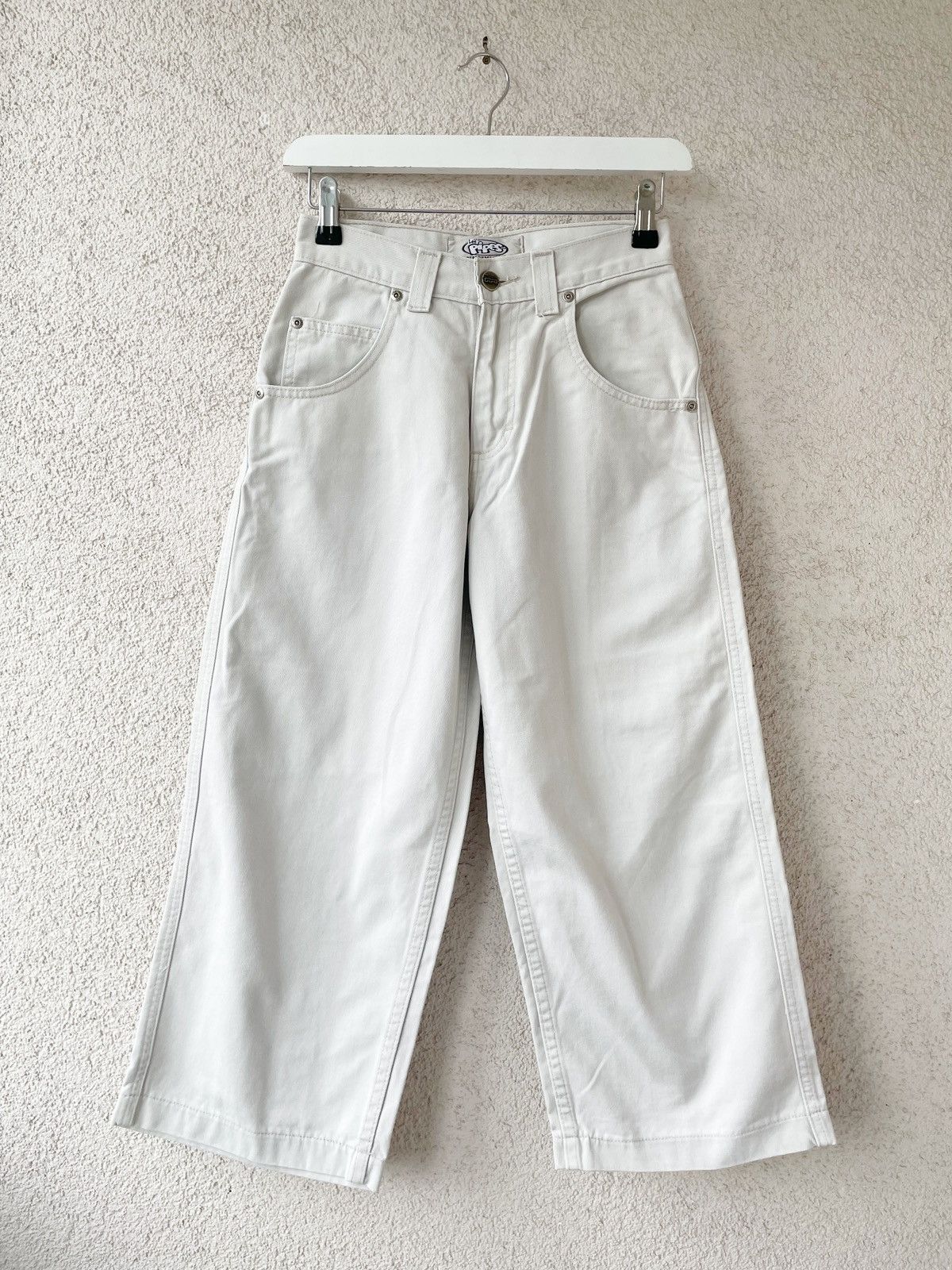 Lee x Pipes Vintage Wide Leg Women White Jeans JNCO Size XS