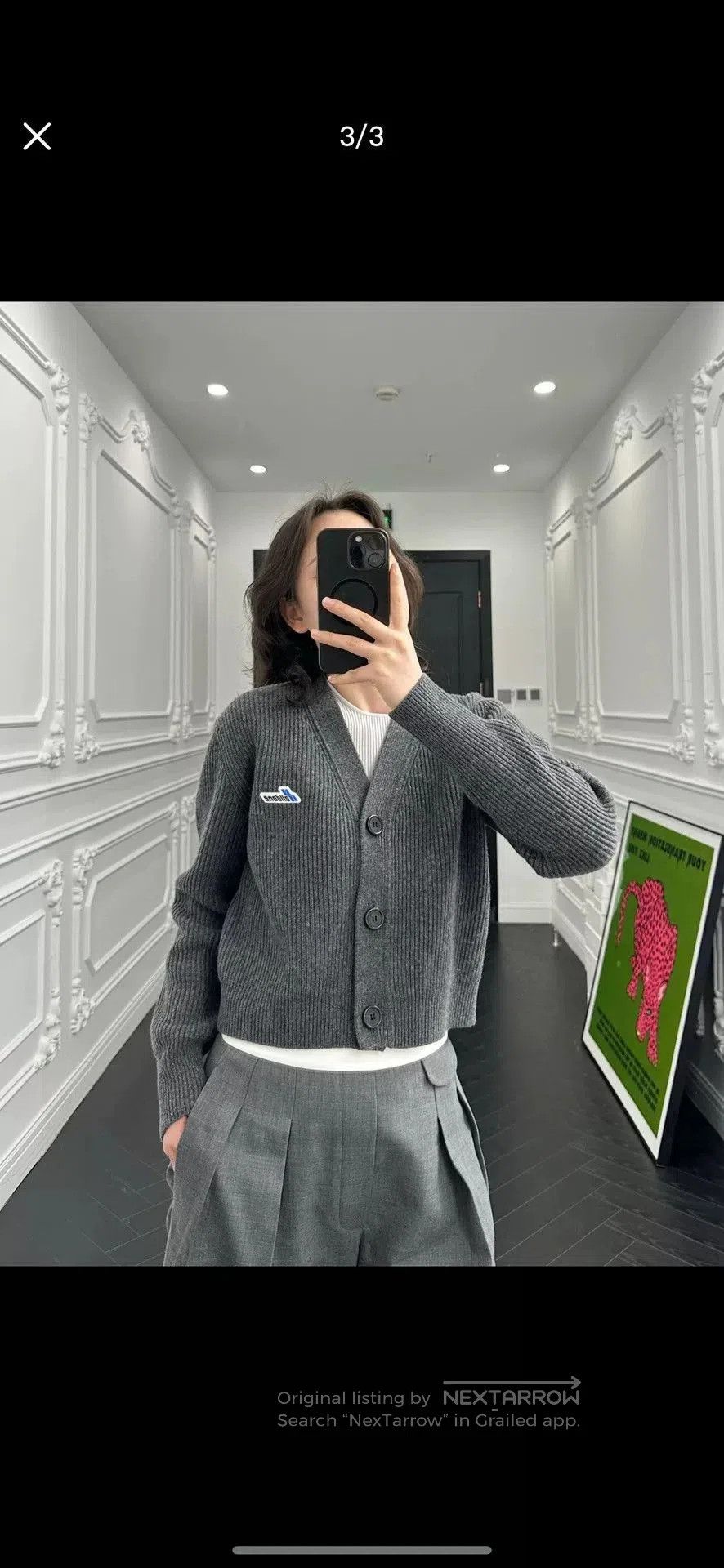 WE11DONE Welldone Gray Embroidered Logo Cardigan. Size S / US 4 / IT 40 - 4 Thumbnail
