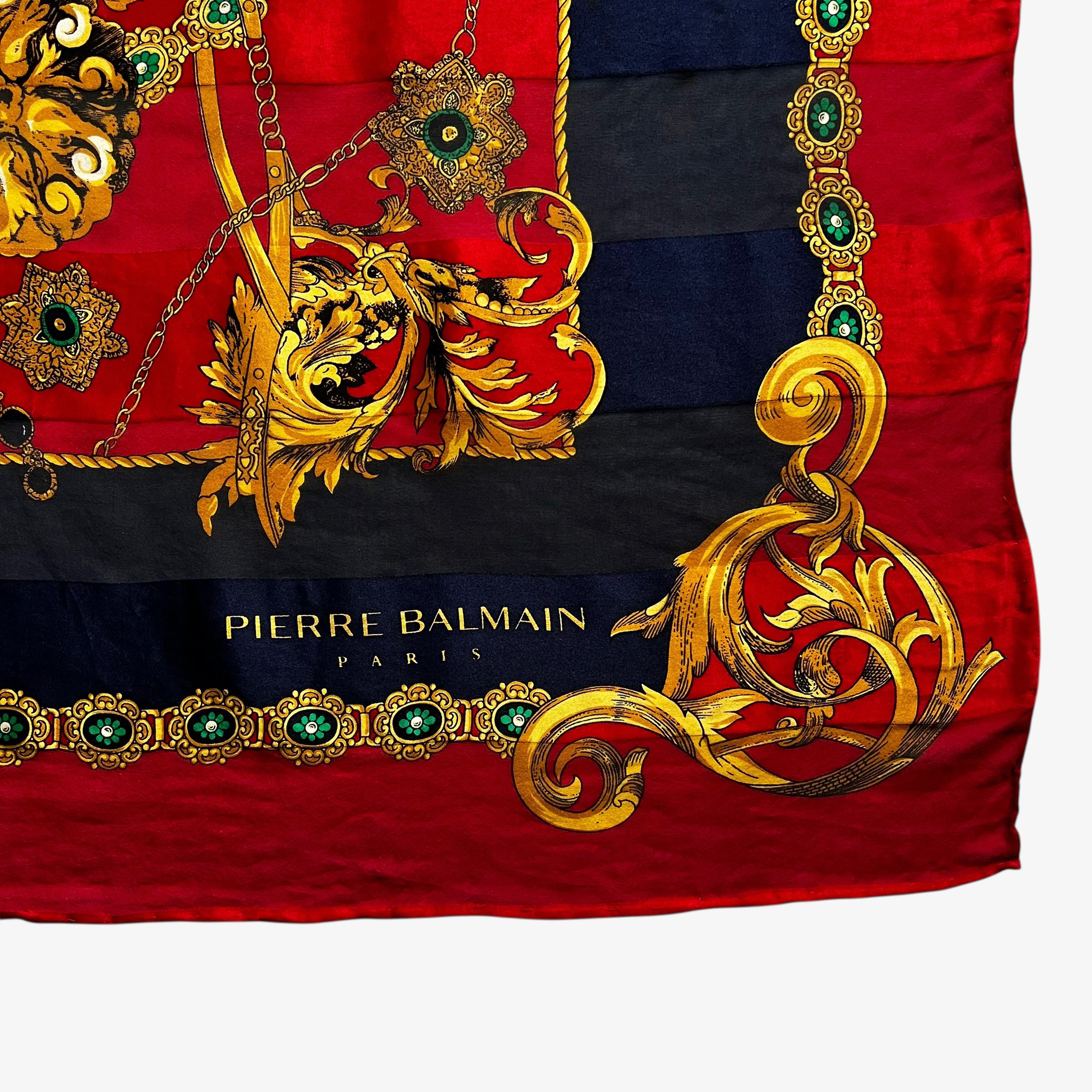 Balmain Vintage 80s Pierre Balmain Medallion & Polka Dot Silk Scarf Size ONE SIZE - 3 Thumbnail