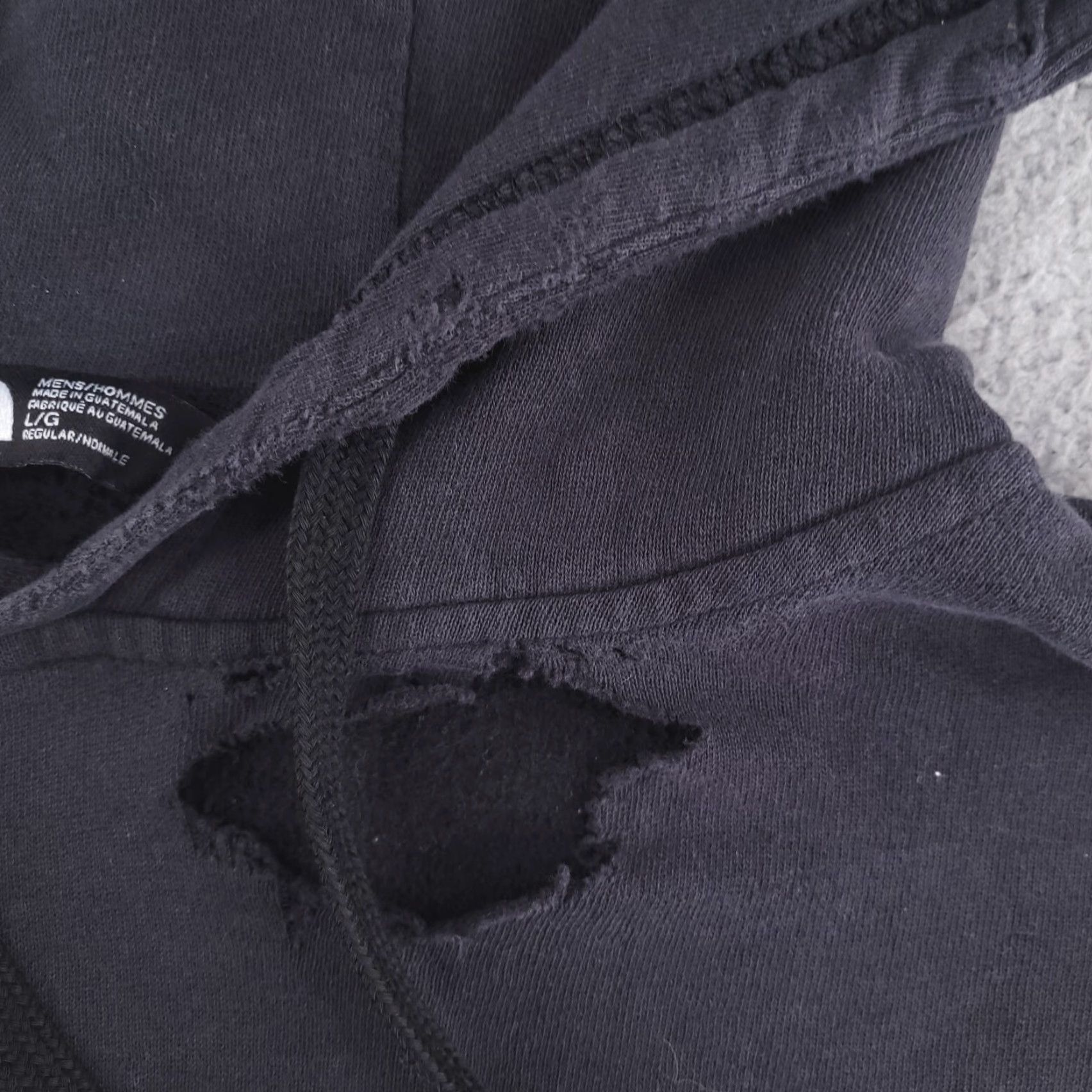 The North Face The North Face Hoodie Mens Large Black Grunge Distressed Ripped Sweatshirt Pullover Size US L / EU 52-54 / 3 - 6 Thumbnail