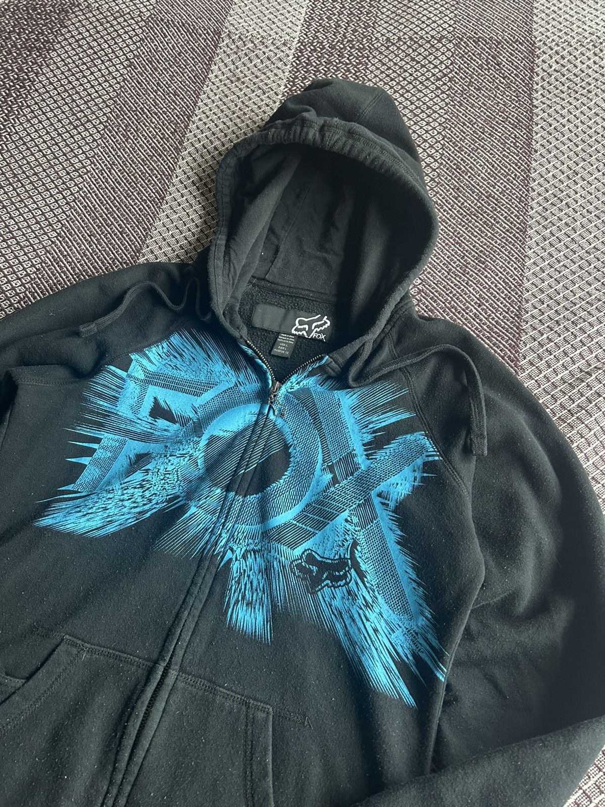 Fox Racing × Vintage FOX Big Logo Y2K Zip Up Hoodie Streetwear Size S Size S / US 4 / IT 40 - 7 Thumbnail