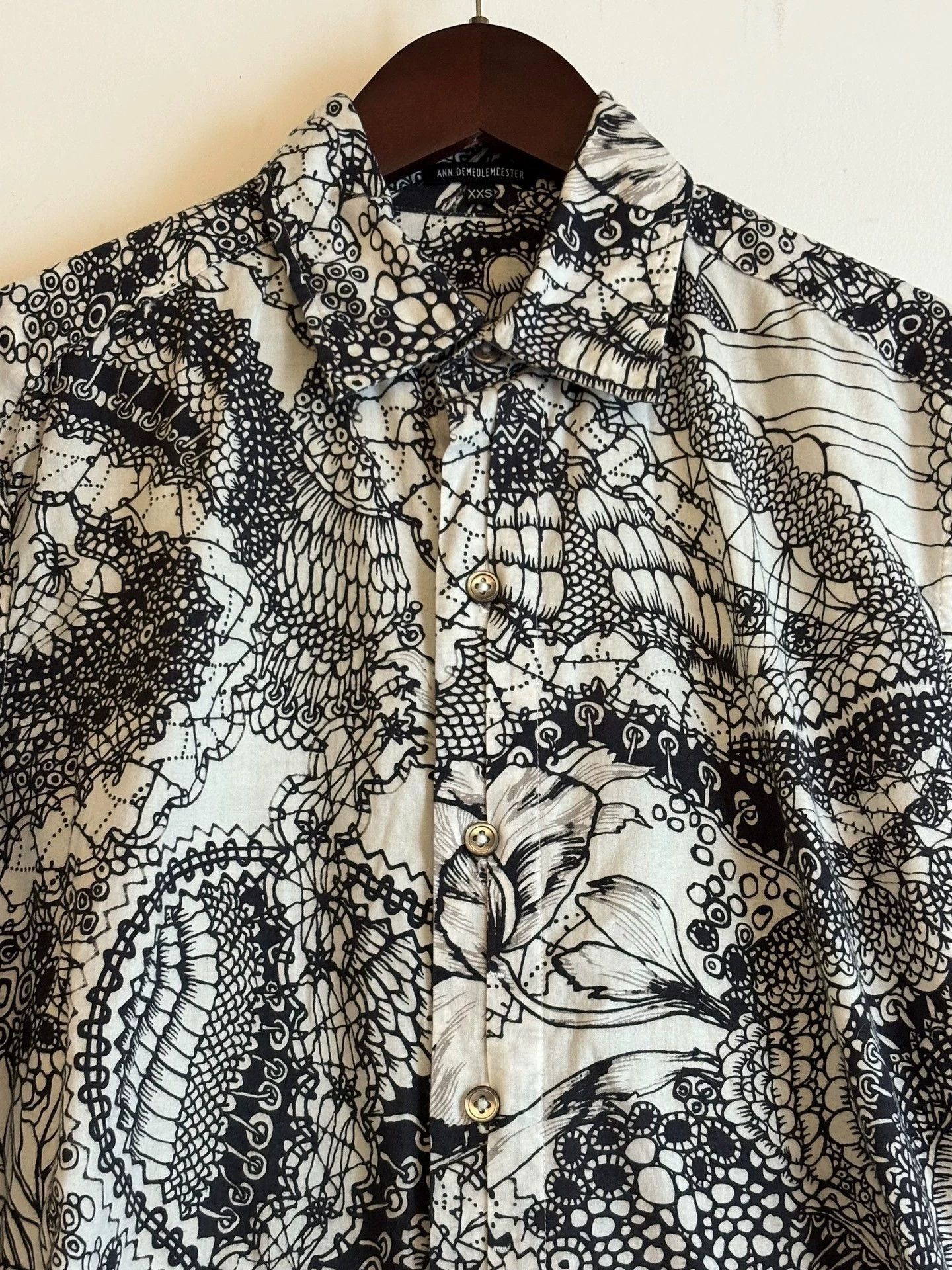 Ann Demeulemeester Multi-Patterned Long Sleeve Button-Up Shirt Size US XXS / EU 40 - 3 Thumbnail