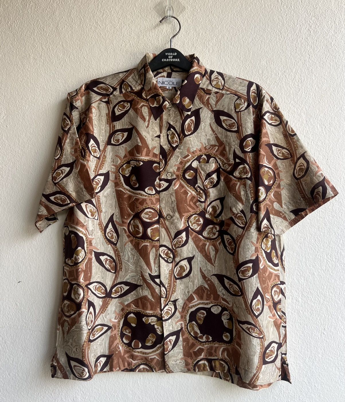 Japanese Brand Vintage 90s Monsieur Nicole Abstract Art 100% Silk Shirt Size US M / EU 48-50 / 2 - 2 Thumbnail