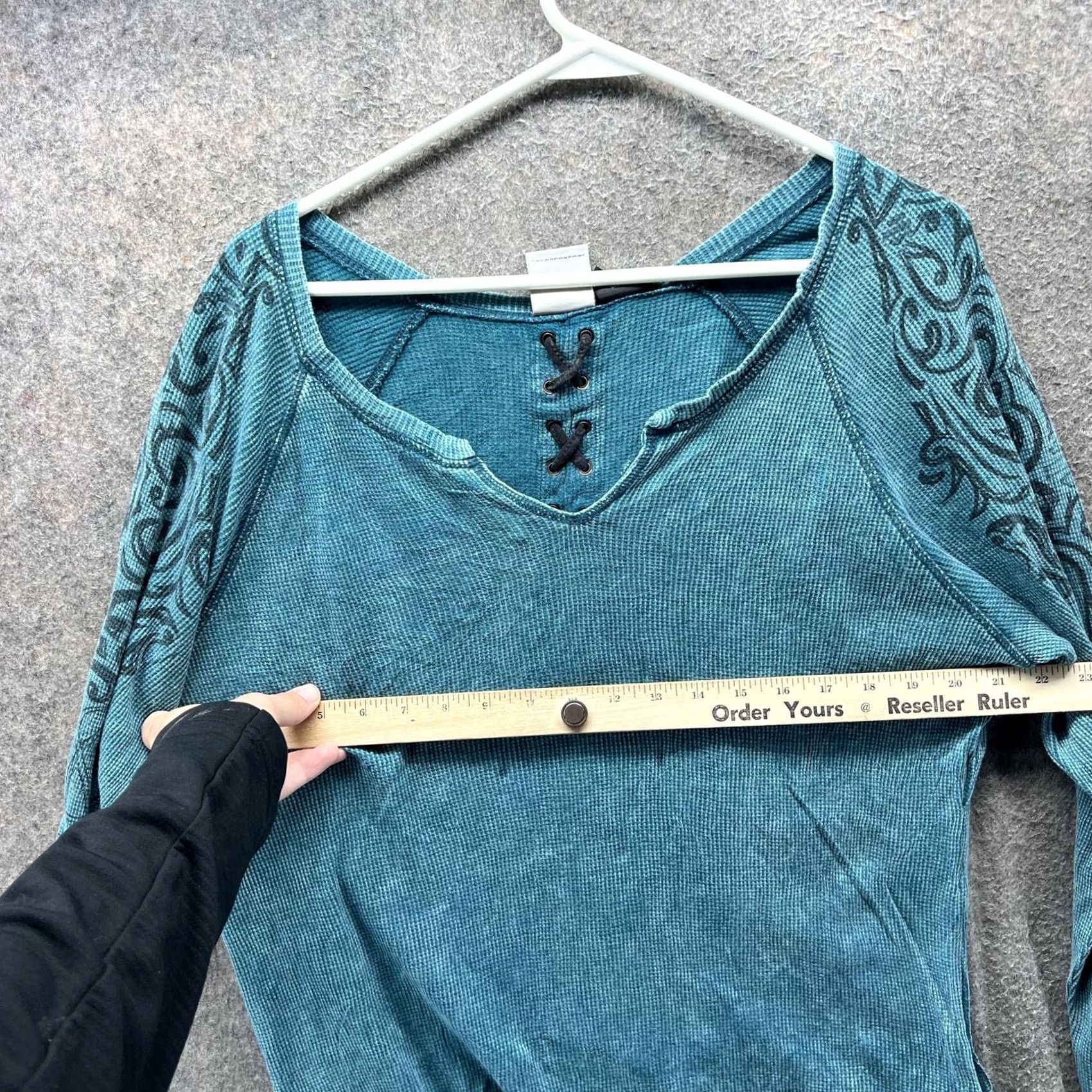 Harley Davidson Harley-Davidson Shirt Womens Large Blue Thermal Lace Up Back Long Sleeve Top Size L / US 10 / IT 46 - 6 Thumbnail