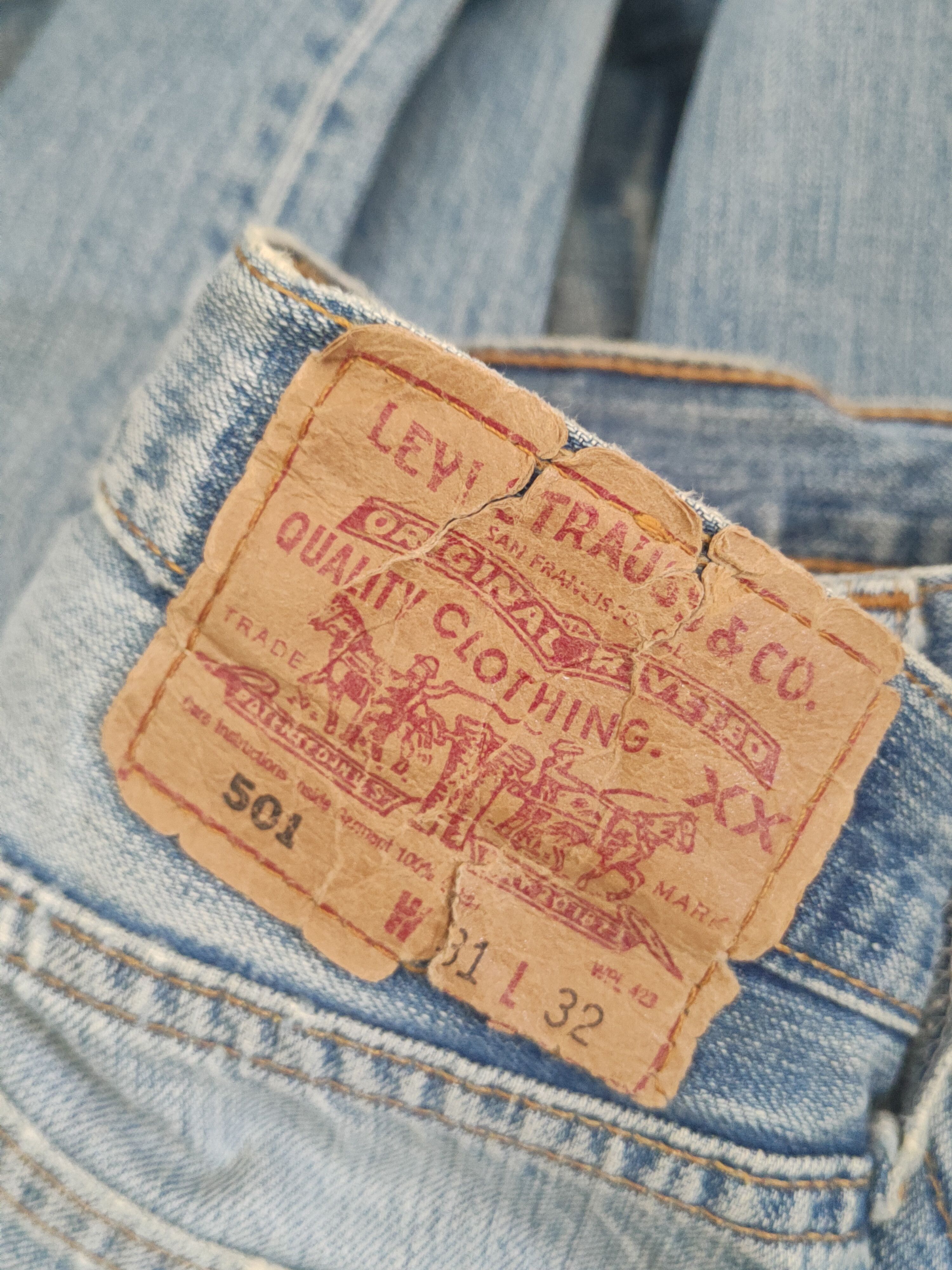 Levi's 501 Levi's Blue Distressed Ripped Jeans #S2855 Size US 31 - 17 Thumbnail