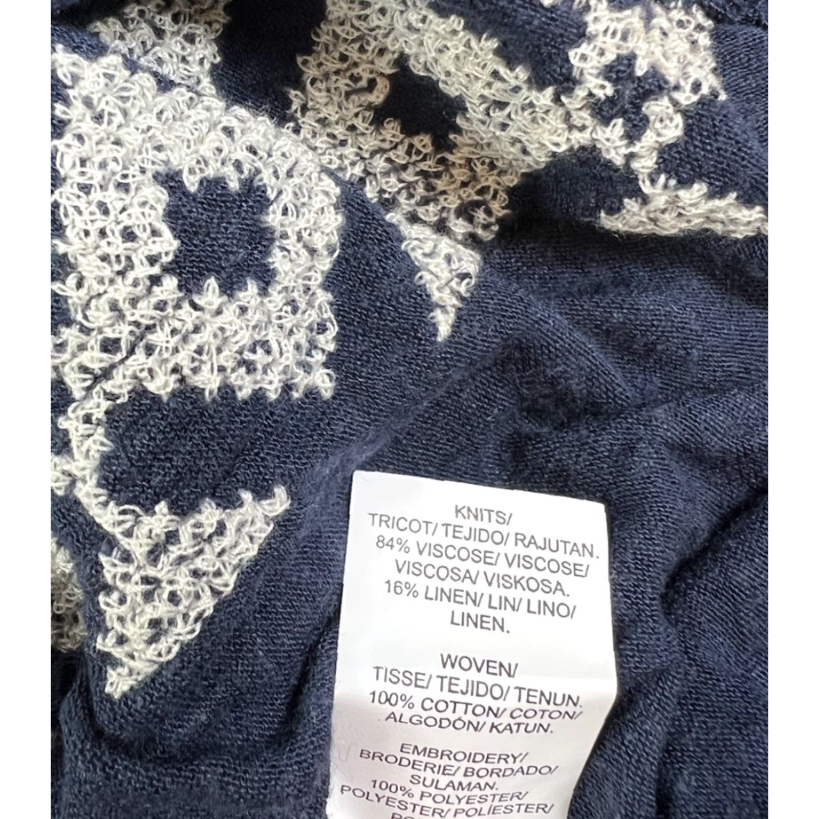 Lucky Brand NWT Lucky Brand Embroidered Geometric 3/4 Sleeve Blouse Blue Shirt M Women Size M / US 6-8 / IT 42-44 - 7 Thumbnail