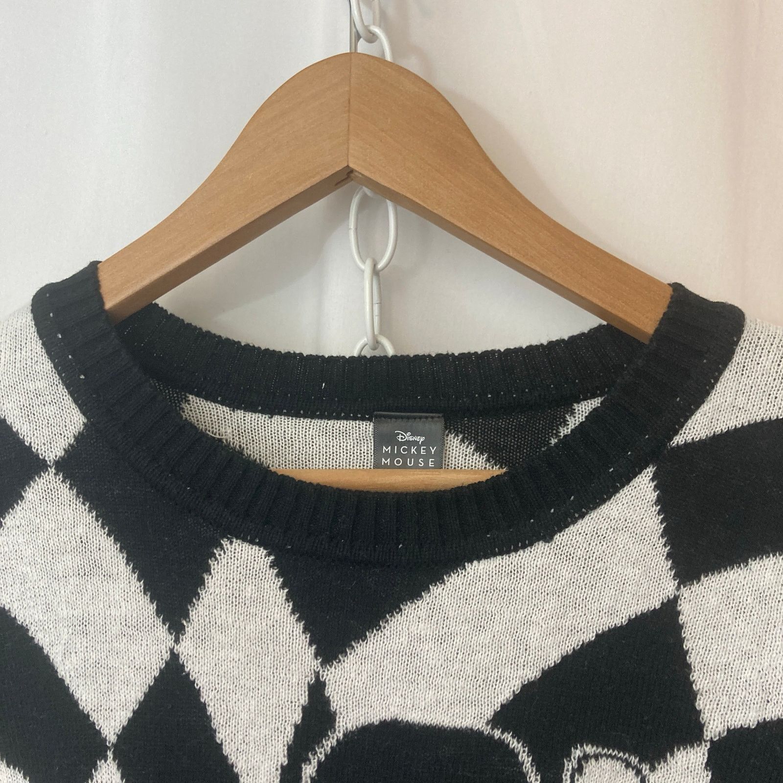 Disney Disney Mickey Mouse Black White Checkerboard Knit Sweater Size L / US 10 / IT 46 - 2 Thumbnail
