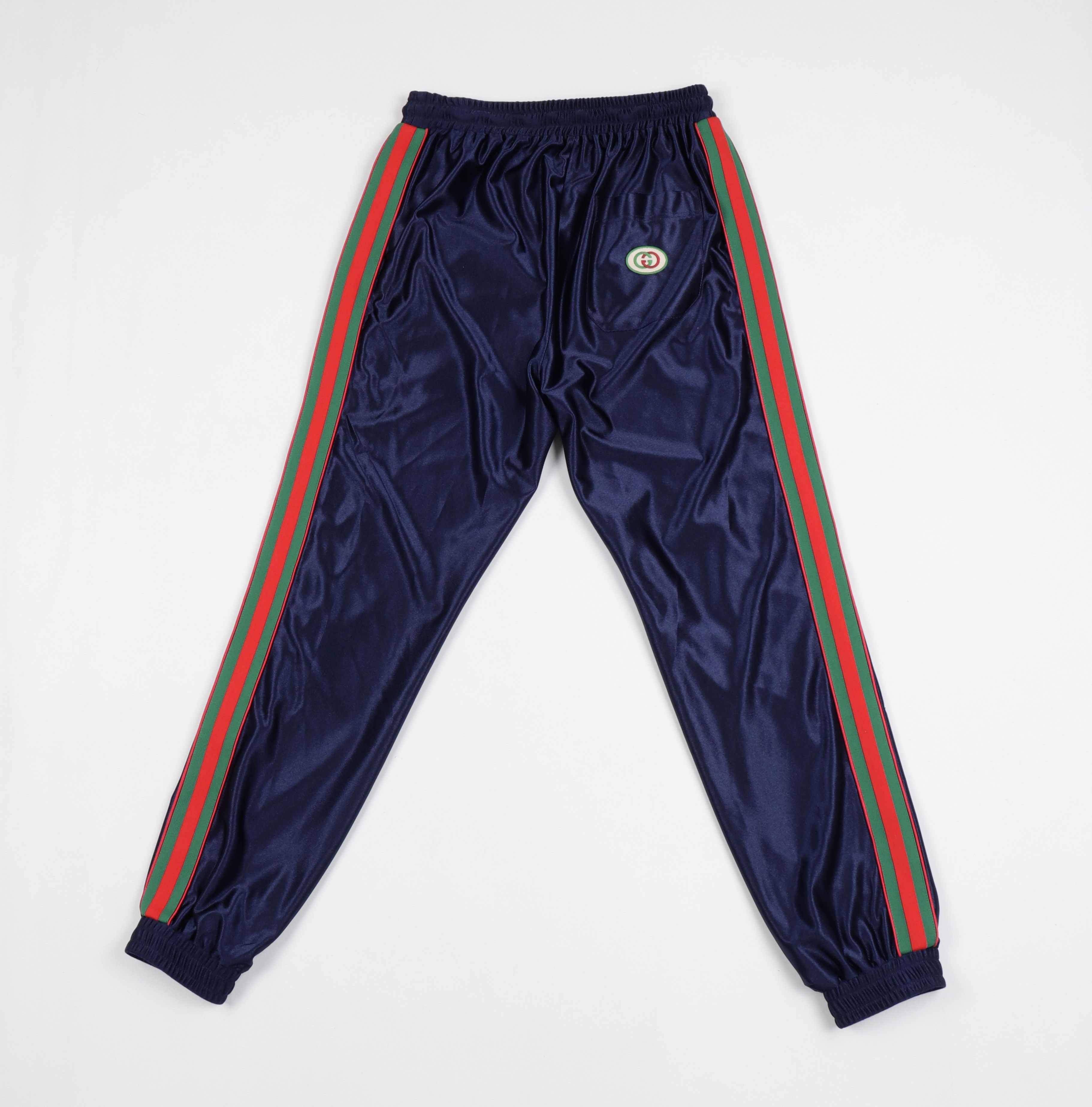 Gucci Gucci Size S Navy Blue Shiny Jersey Sweatpants Web GG Logo Size US 30 / EU 46 - 7 Thumbnail