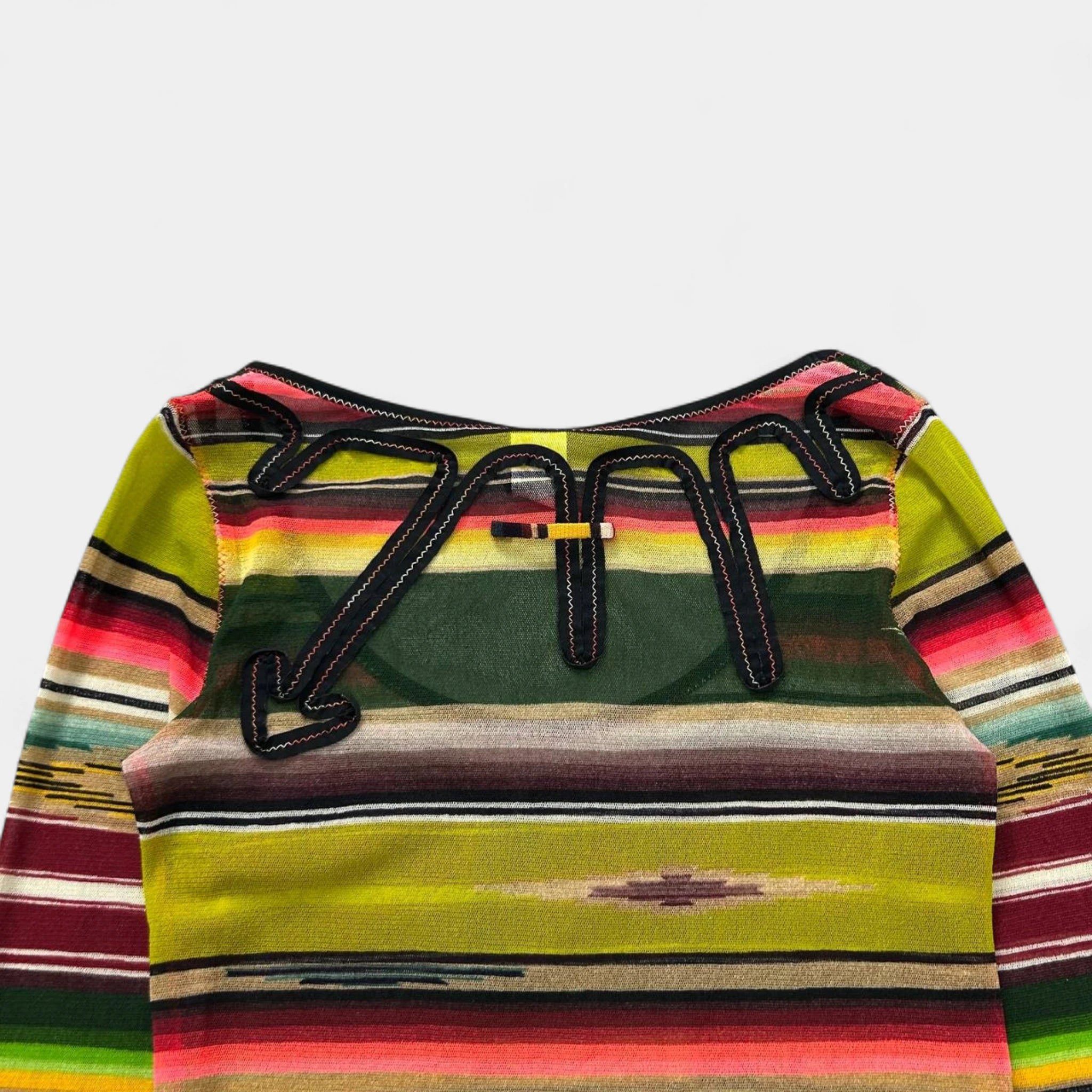 Jean Paul Gaultier Jean Paul Gaultier Soleil "Serape" Stripe Mesh Longsleeve Size S / US 4 / IT 40 - 5 Thumbnail