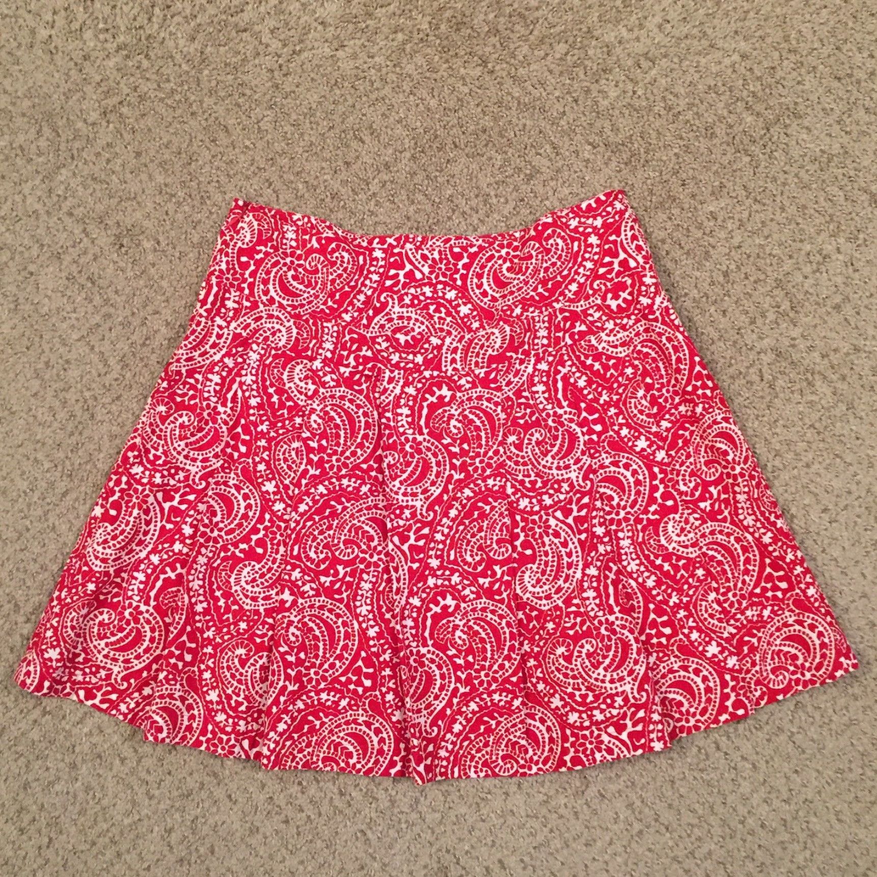 Tommy Hilfiger Tommy Hilfiger Skirt Women Short Red Paisley Pockets Unlined Zip Casual Size 8 Size 30" / US 8 / IT 44 - 6 Thumbnail