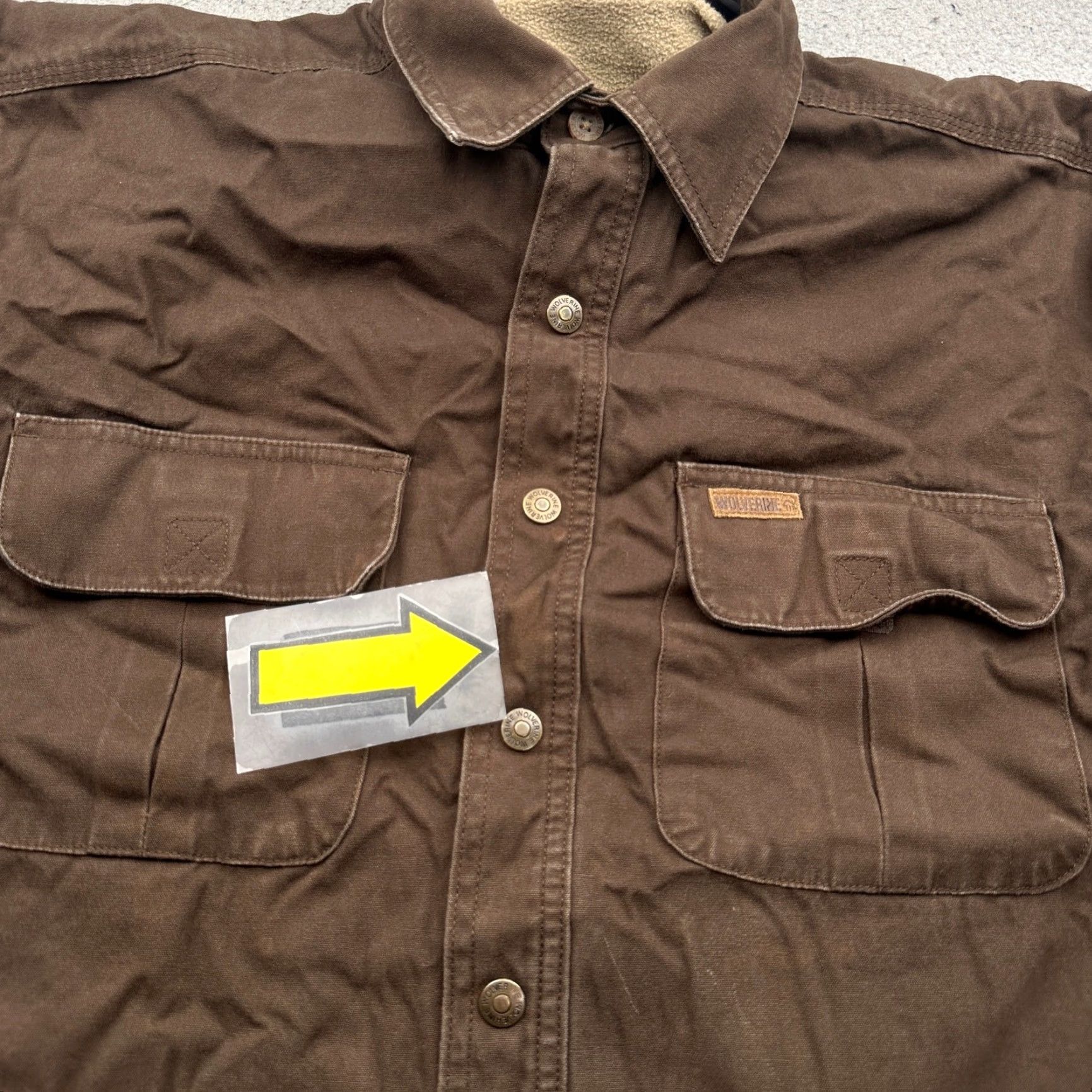 Vintage Wolverine Duck Canvas Sherpa Lined Button Shirt Shacket Mens Large Work Brown Size US L / EU 52-54 / 3 - 6 Thumbnail