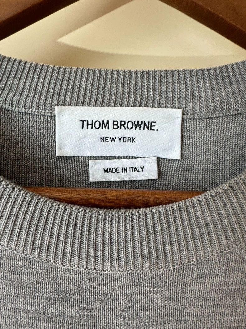 Thom Browne Thom browne Gray four-striped round-neck pullover sweater 2 Size US L / EU 52-54 / 3 - 3 Thumbnail