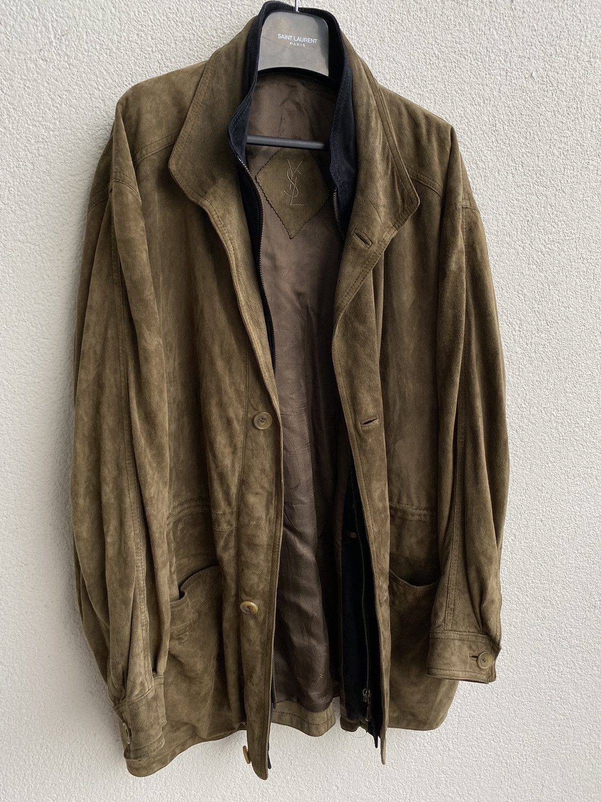 Yves Saint Laurent 90’s Suede YSL Leather Jacket Soft Beige/Brown Size US L / EU 52-54 / 3 - 17 Thumbnail