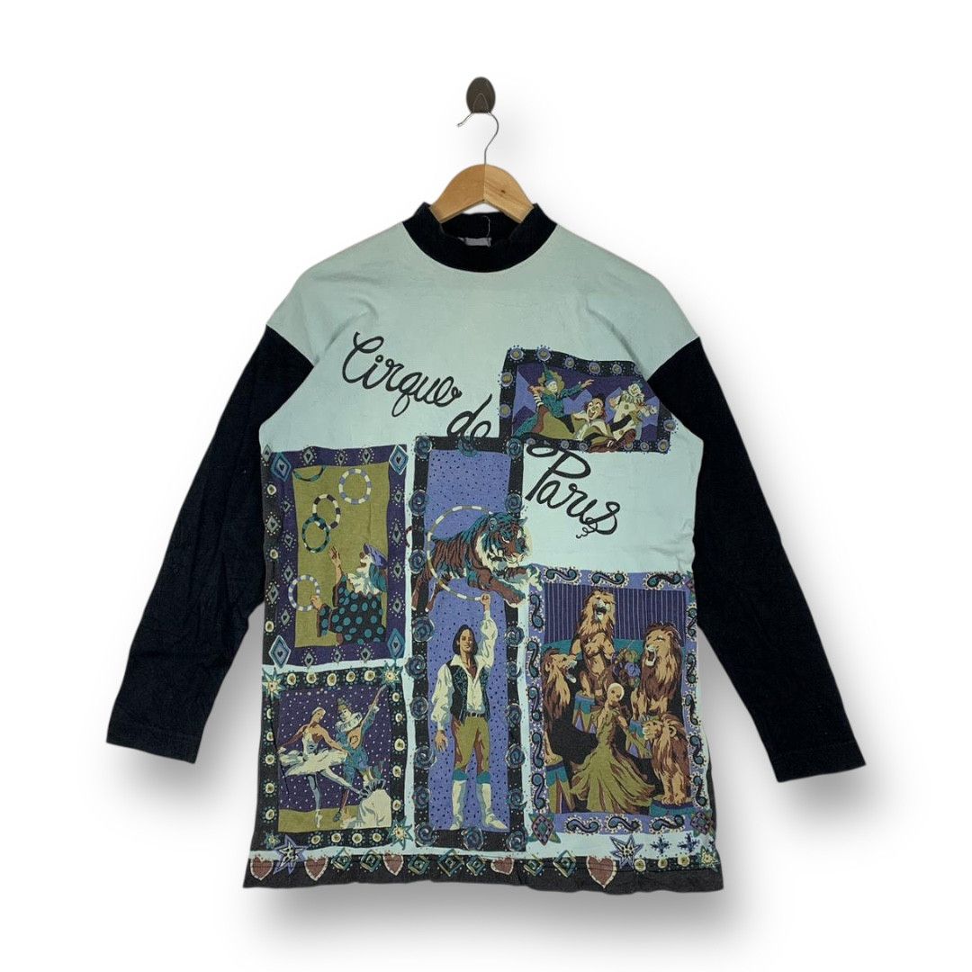 Other Vintage Cirque de Paris Graphic 90s Art Mock Neck Tee Size US M / EU 48-50 / 2 - 1 Thumbnail