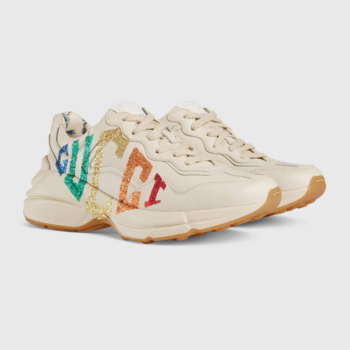 Gucci o1s1wg110425 Women's Rhyton Glitter Logo Sneakers Size US 5.5 / IT 35.5 - 2 Thumbnail