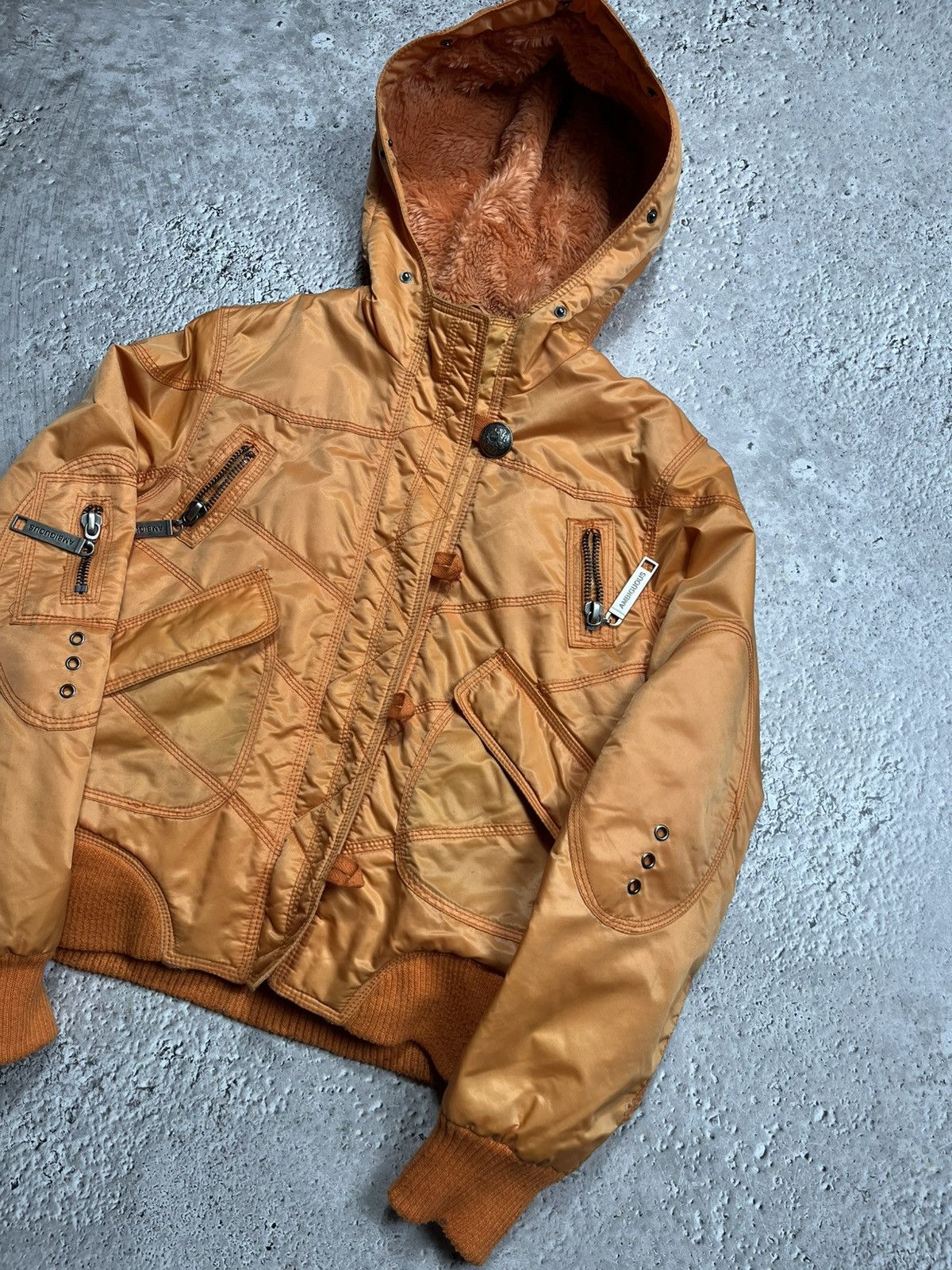 Other Women’s Cropped Bomber Jacket Faux Fur Lined Orange Size M Size M / US 6-8 / IT 42-44 - 2 Thumbnail