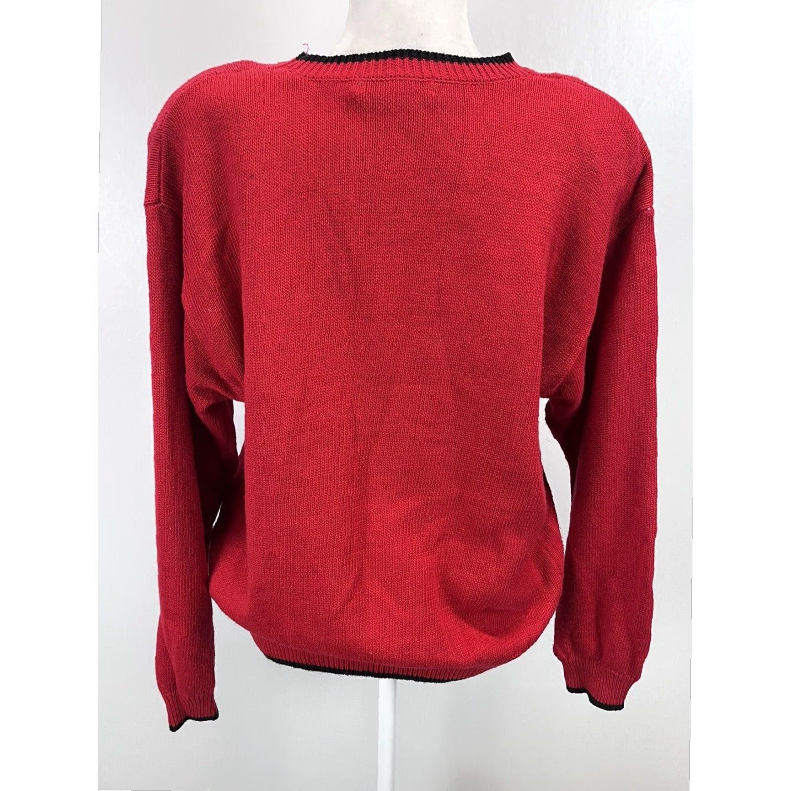 Vintage VINTAGE Bryn Connelly Womens Scottie Westie Dog Sweater Large Red 90s Crew Neck Pullover Size L / US 10 / IT 46 - 3 Thumbnail