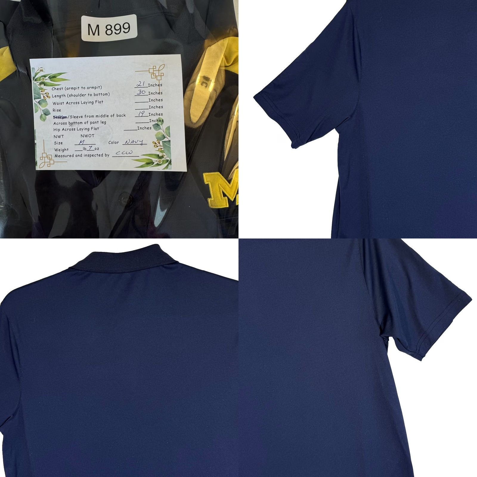 Vintage Michigan Wolverines Polo Shirt Men M Navy Maize Performance Short Sleeve Golf Athletic Size US M / EU 48-50 / 2 - 8 Thumbnail