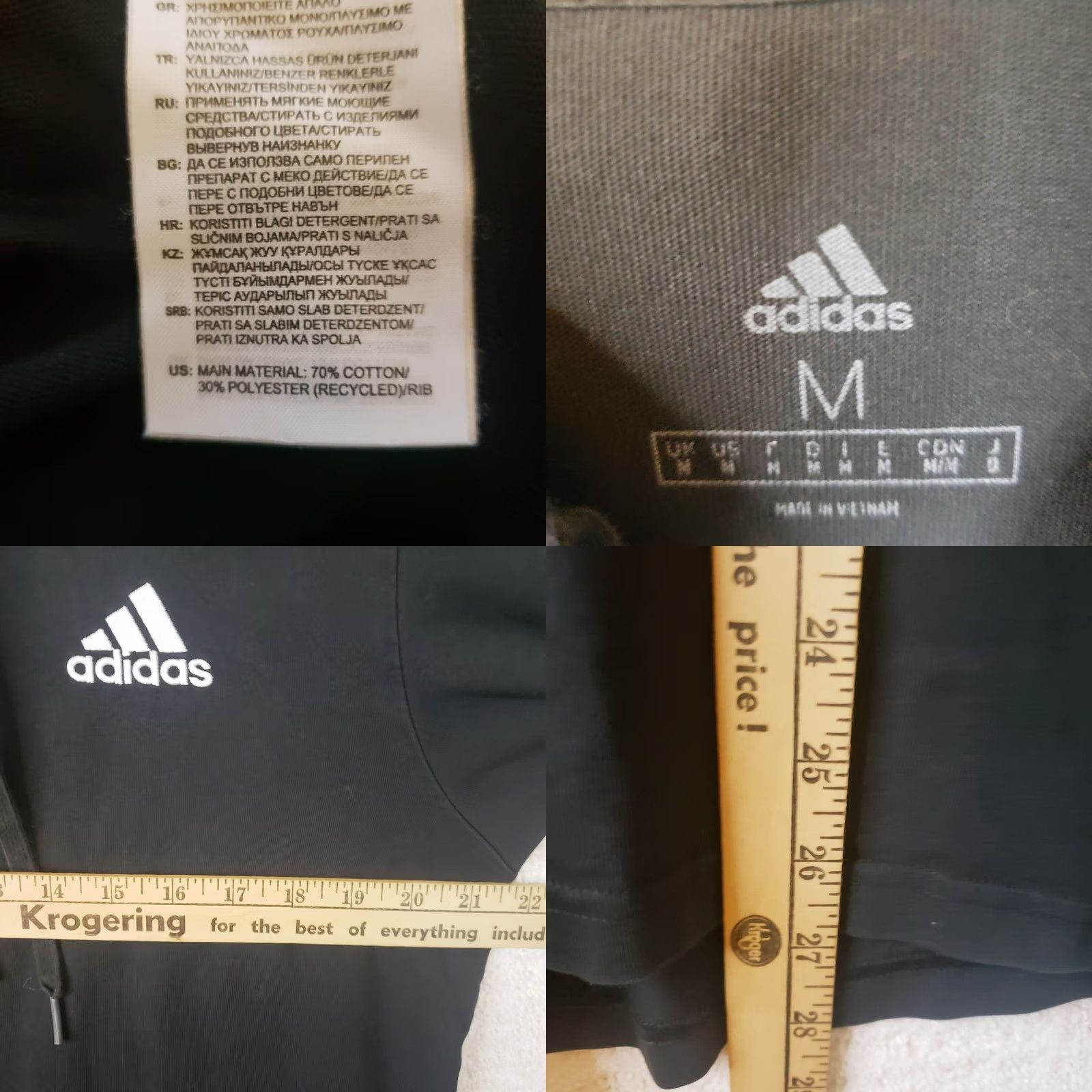 Adidas Adidas Mens M Black Lightweight Pullover Hoodie Shirt Long Sleeve Logo T-Shirt All Seasons Hooded Logo Mens Size US M / EU 48-50 / 2 - 8 Thumbnail