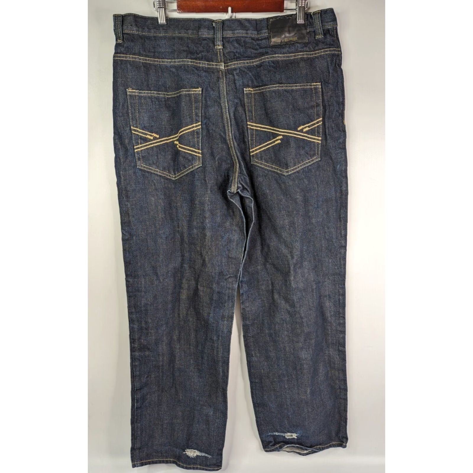 Vintage VINTAGE Re:VERB Brooklyn Jeans Mens 38 Regular Jeans Hip Hop Distressed Blue Wide-Leg 1990s Boys? no gender. Size US 38 / EU 54 - 4 Thumbnail