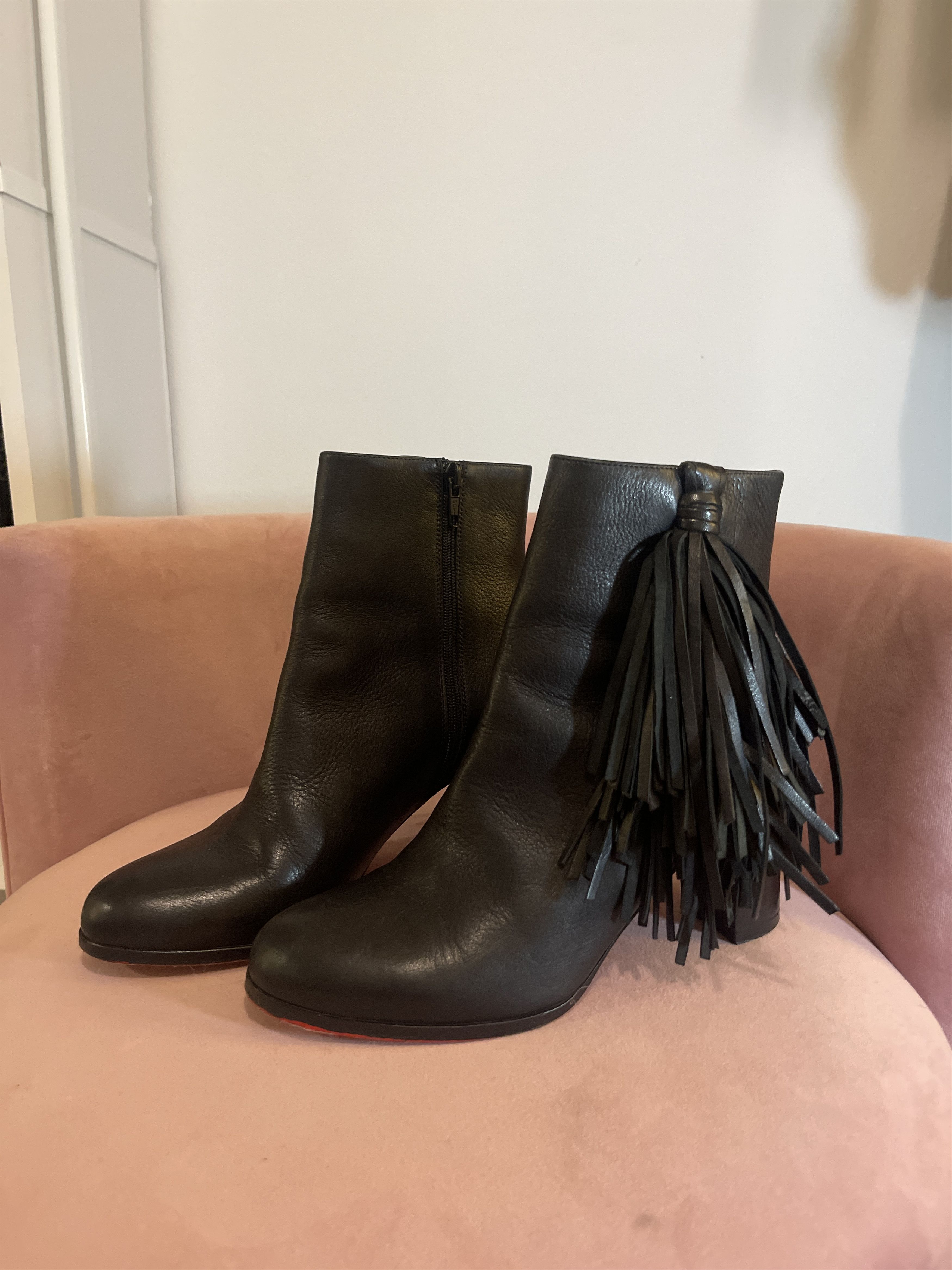 Christian Louboutin Christian Louboutin Jimmynetta Calfskin Fringe Boot Size US 6.5 / IT 36.5 - 2 Thumbnail