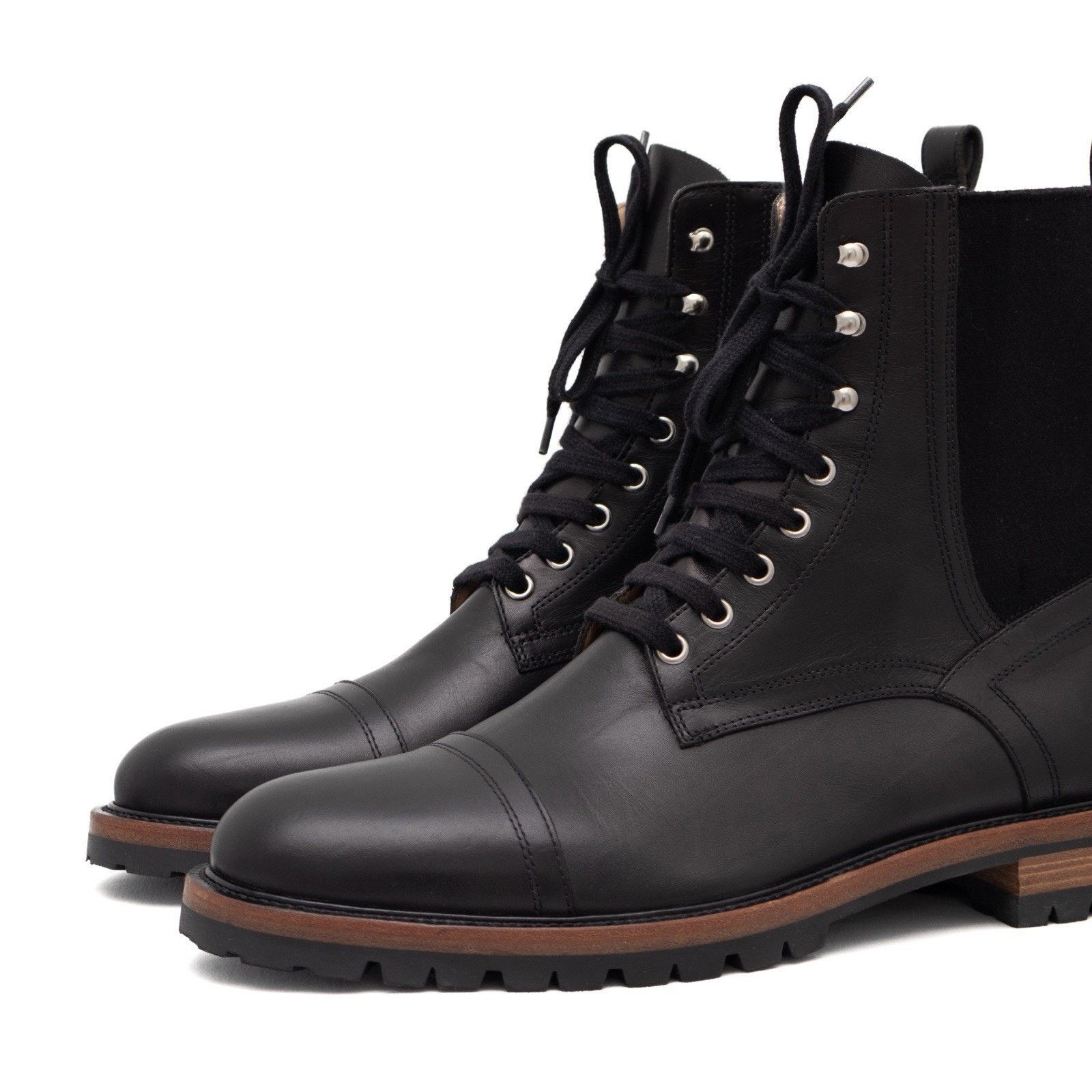Dries Van Noten 1.3k.$ Dries Van Noten Men's Black Leather Cap-Toe Boot US11 Size US 11 / EU 44 - 3 Thumbnail
