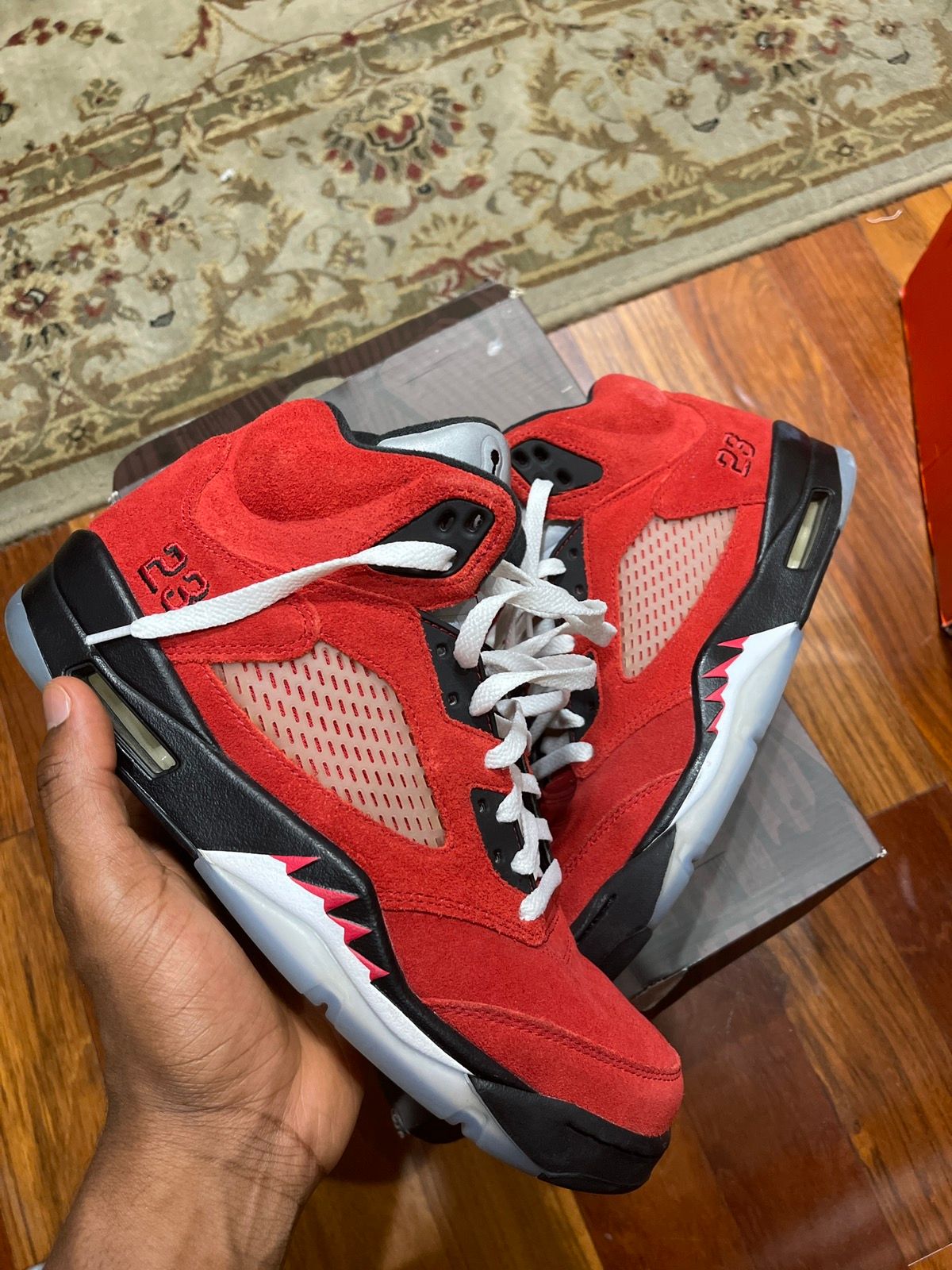 Pre-owned Jordan Brand 5 ‘raging Bulls' Shoes In Red