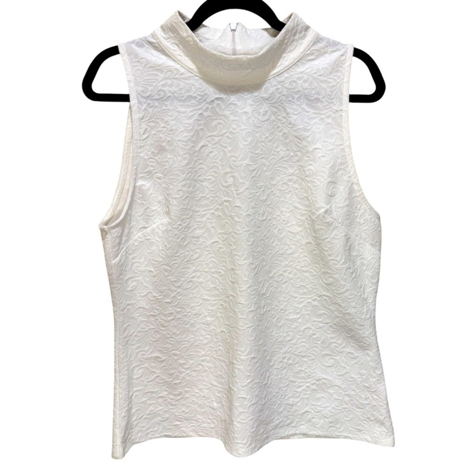 White House Black Market WHBM Floral Paisley Mock Neck Sleeveless Tank - White Sz XL Size XL / US 12-14 / IT 48-50 - 1 Thumbnail