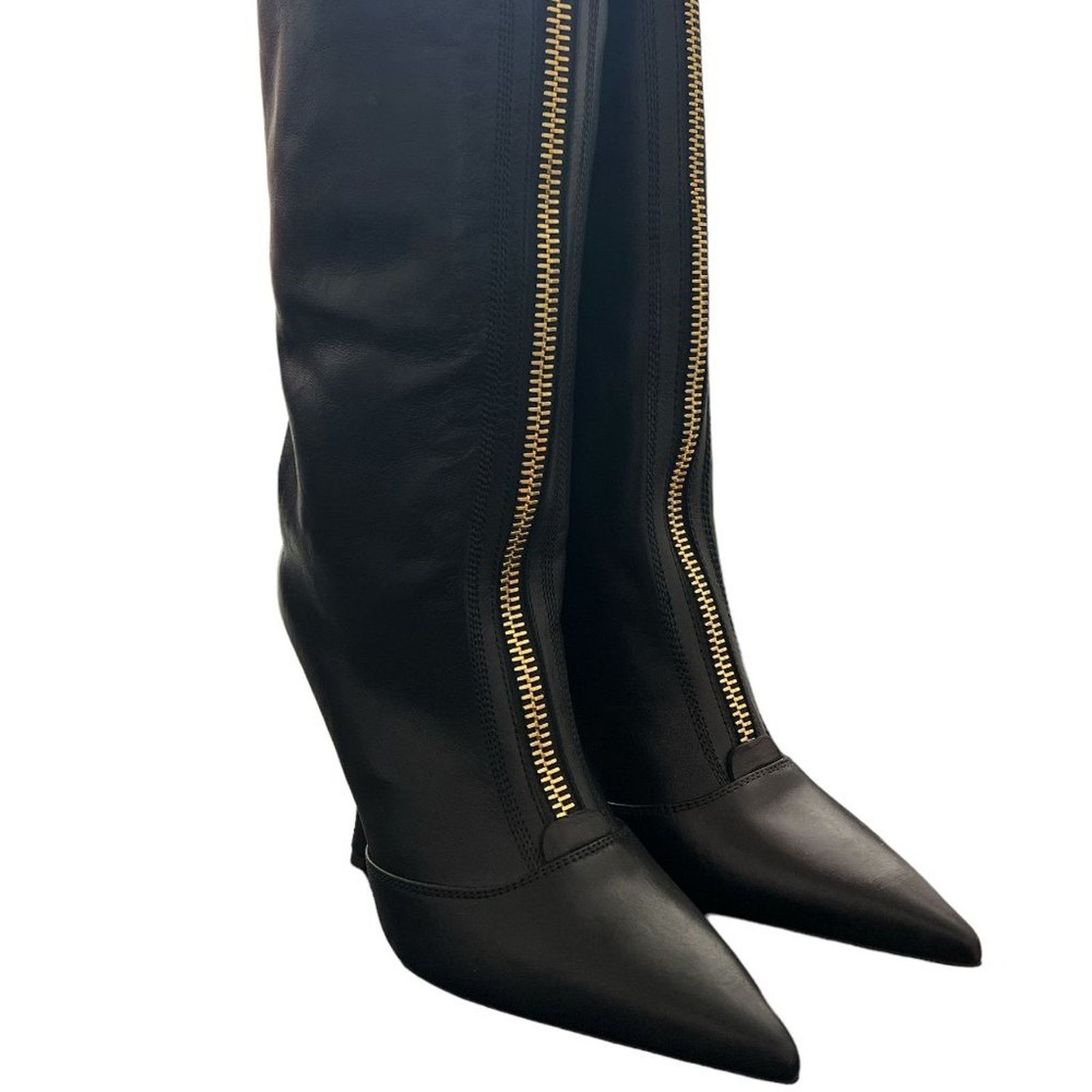 Versace Versace Black Slouchy Runway Zippered Boots With Tie Closure Size US 6 / IT 36 - 4 Thumbnail