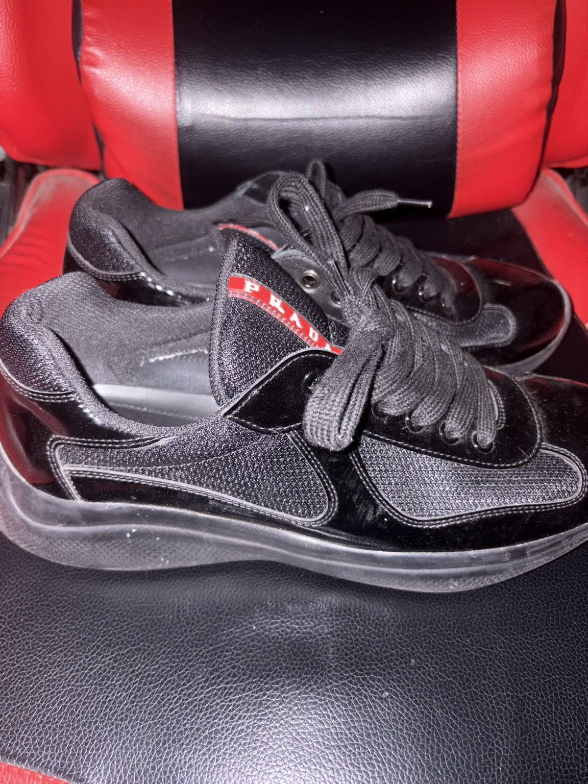Prada Prada America's Cup Black Patent Leather 9.5 Low Tops Size US 9.5 / EU 42-43 - 5 Thumbnail