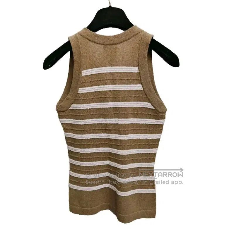 Chanel Chanel Spring Autumn Camel Striped Knit Top . Size S / US 4 / IT 40 - 7 Thumbnail