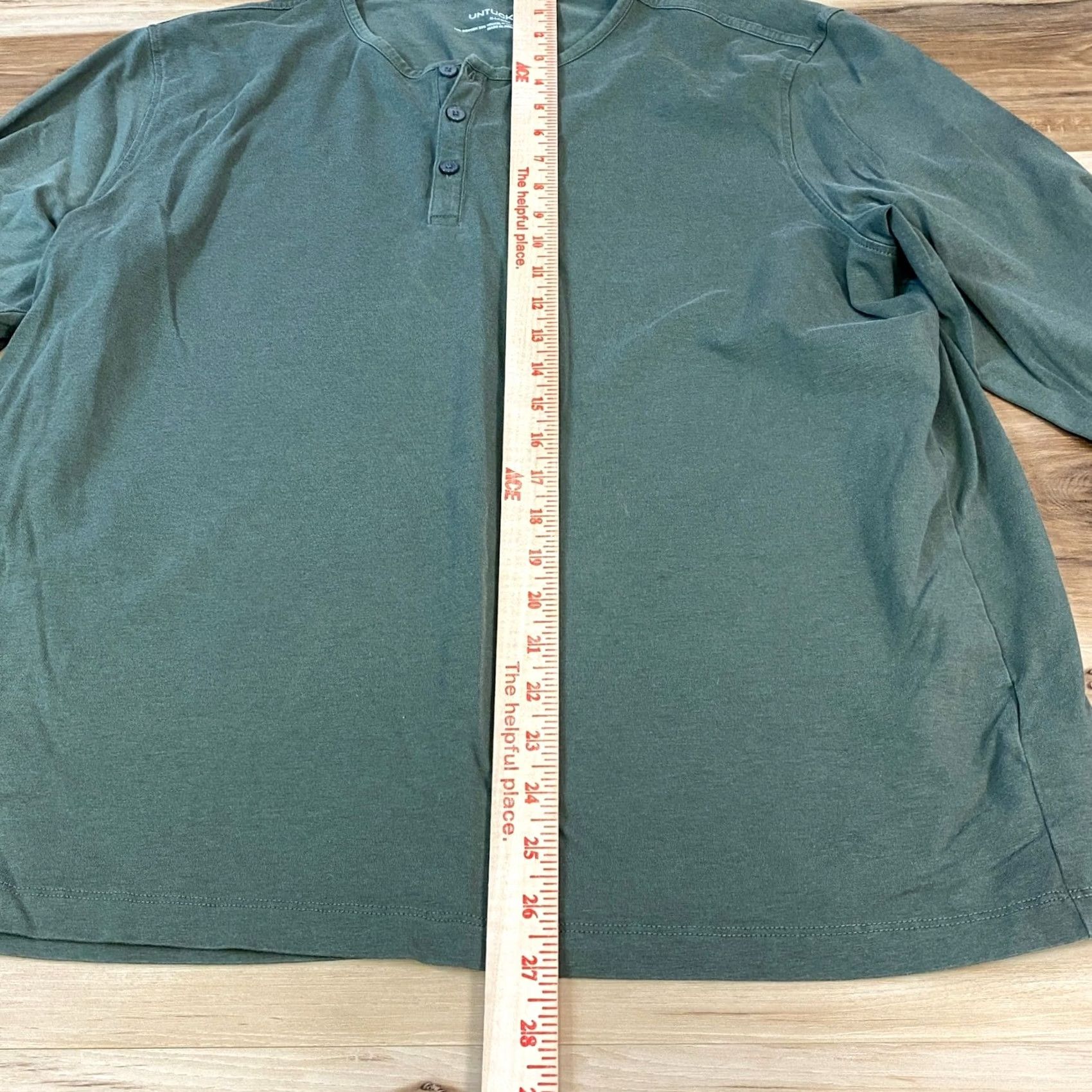 UNTUCKit UNTUCKit Henley Shirt Mens XL Olive Green Cotton Tencel Stretch Buttoned Placket Long Sleeve Untucked Casual Workwear Layer Size US XL / EU 56 / 4 - 4 Thumbnail