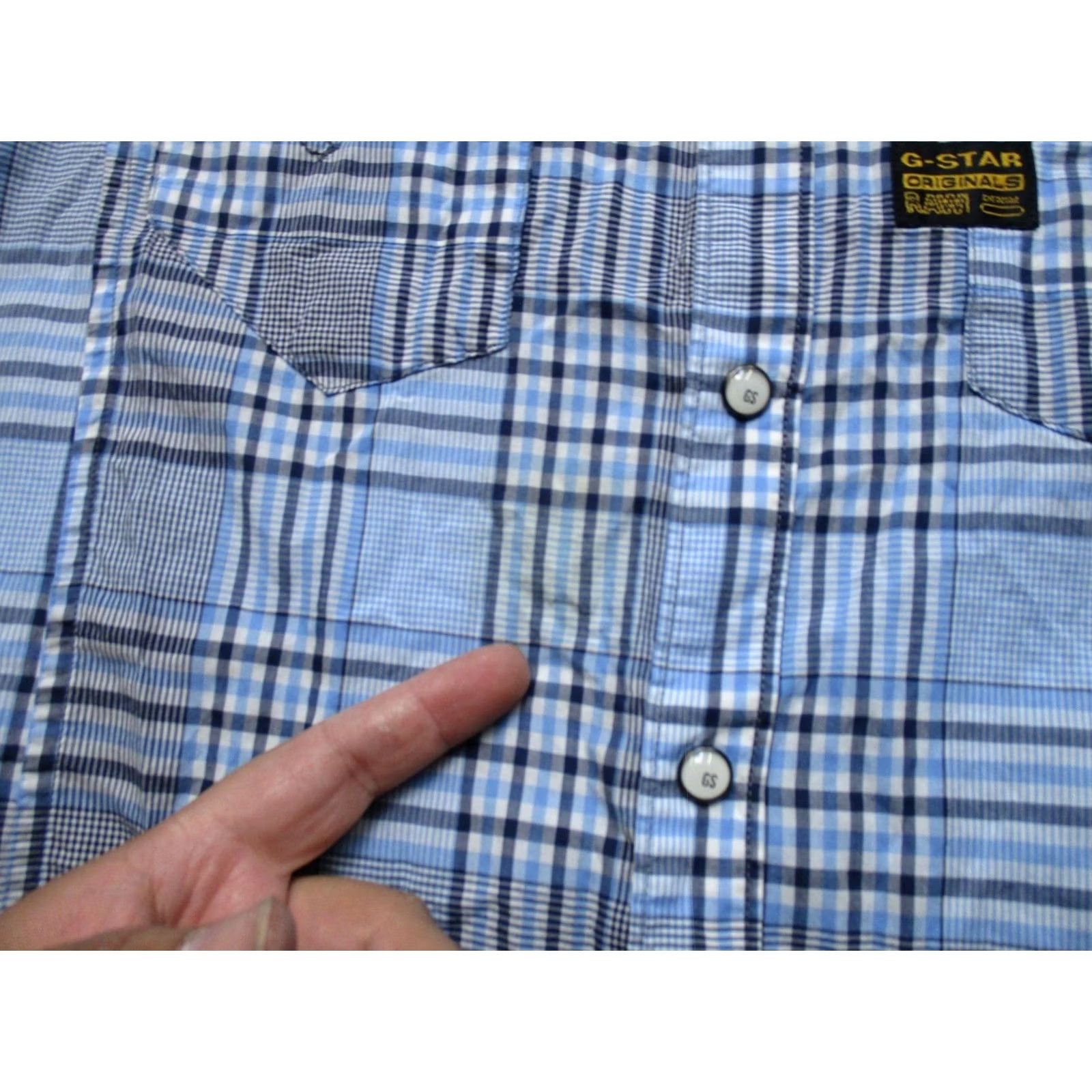 Vintage G-Star RAW Shirt Mens L Blue Plaid Long Sleeve Button Up Size US L / EU 52-54 / 3 - 3 Thumbnail