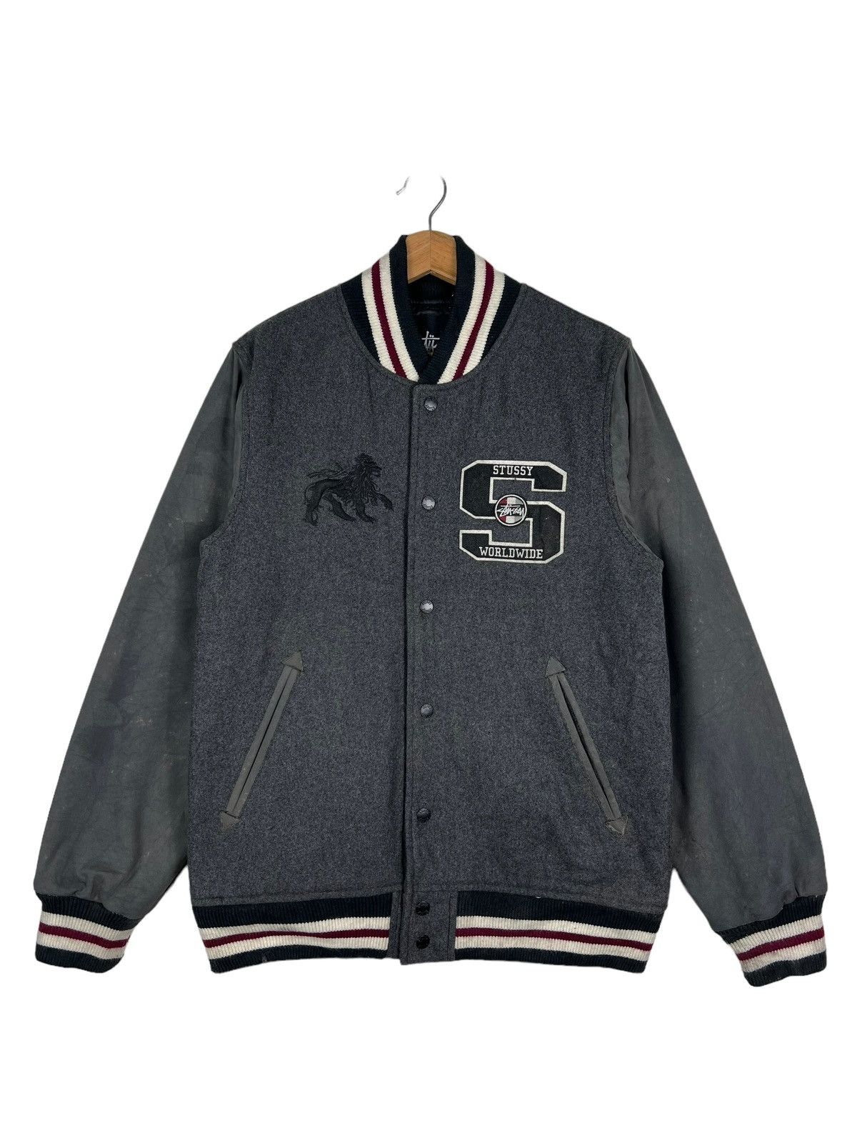 Stussy 🔥 STUSSY WORLDWIDE VARSITY BOMBER JACKET Size US M / EU 48-50 / 2 - 2 Thumbnail
