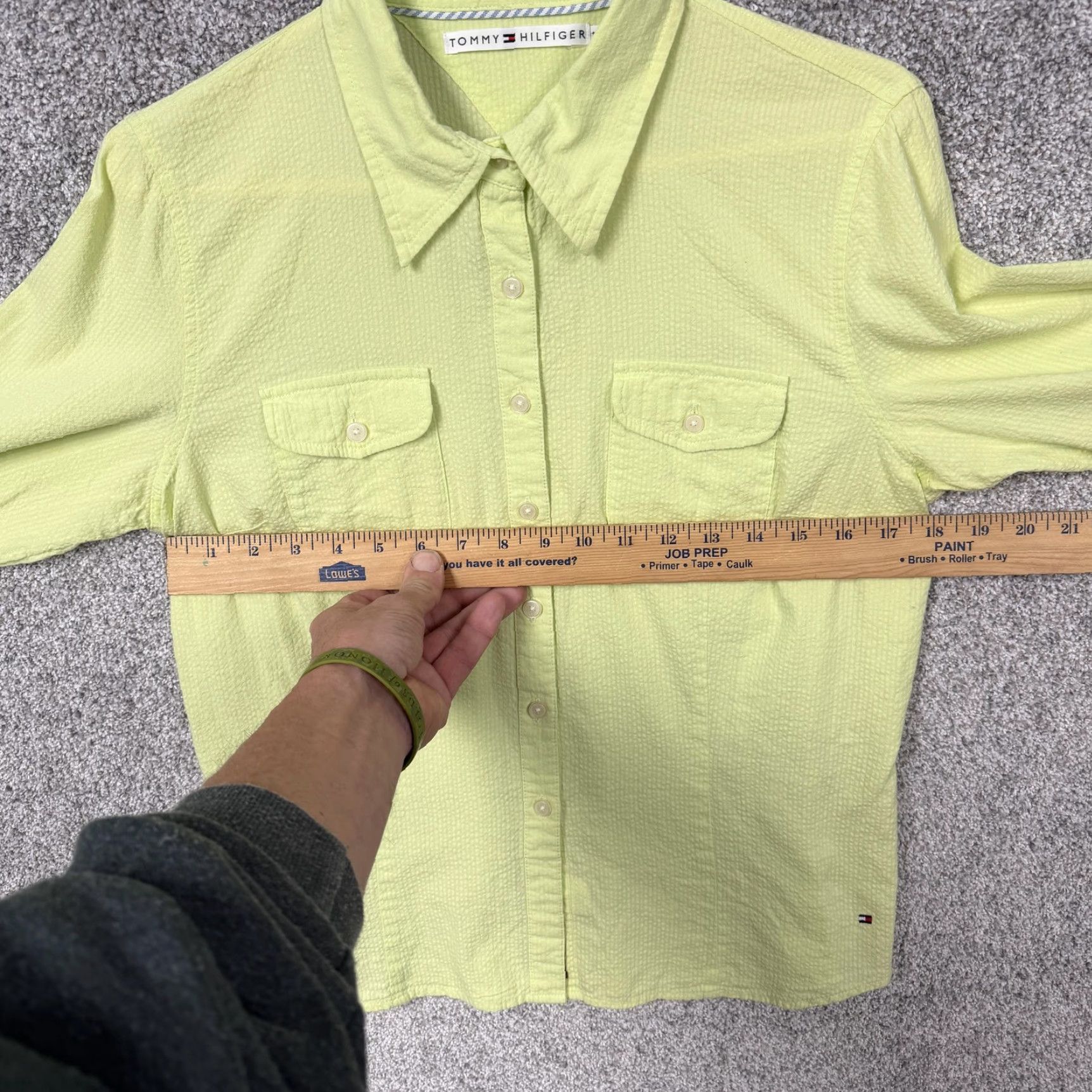 Tommy Hilfiger VINTAGE Tommy Hilfiger Button-Up Shirt Womens 14 Green 90s Preppy Coastal Chic - Mens? Size XL / US 12-14 / IT 48-50 - 4 Thumbnail