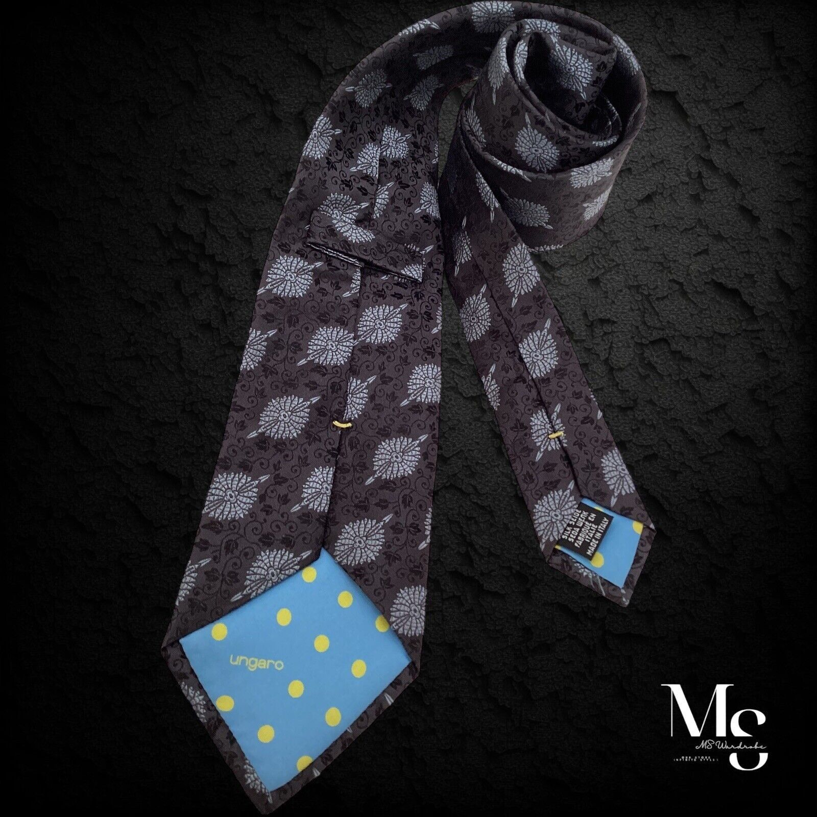 Emanuel Ungaro EMANUEL UNGARO Black Geometric Silk Tie Made In Italy W: 3.5 Size ONE SIZE - 2 Thumbnail