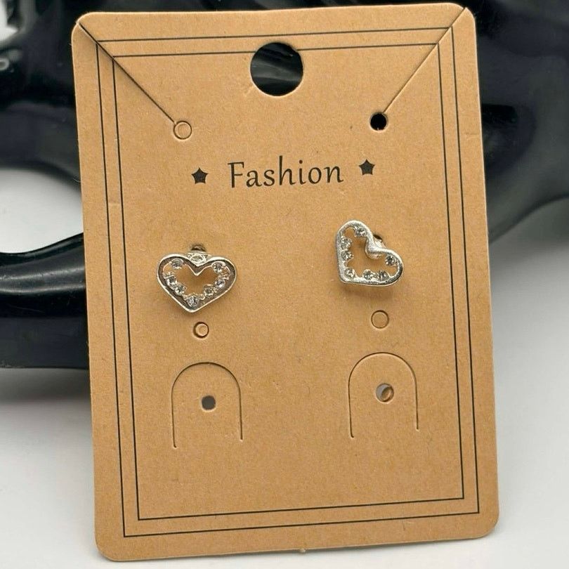 Other Silver Crystal Heart Earrings Size ONE SIZE - 1 Thumbnail