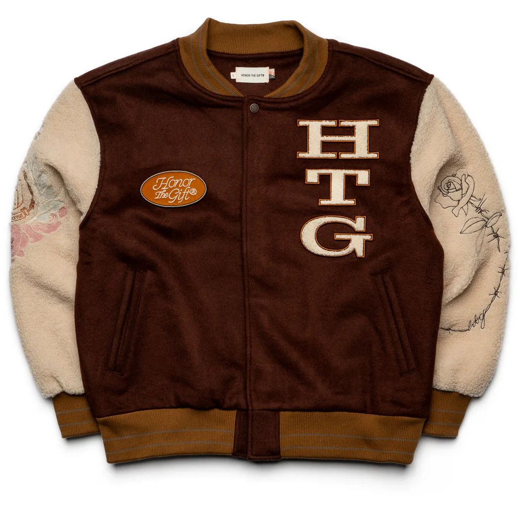 image of Honor The Gift Htg Letterman Jacket in Brown, Men's (Size Medium)