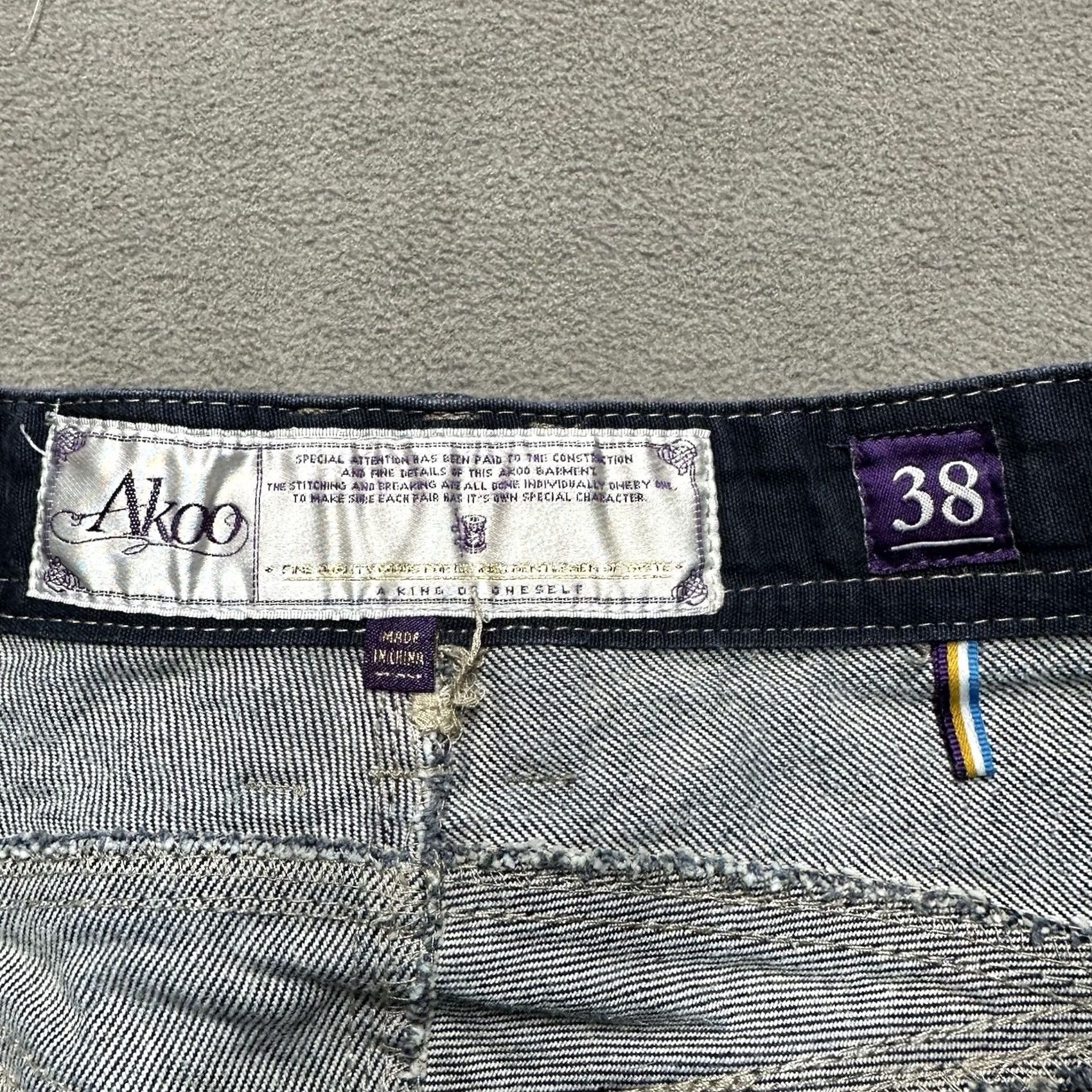 Denime Akoo Jeans Mens 38 (38x32.5) Blue Denim Carpenter Hammer Loop Streetwear Y2K GUC Size US 38 / EU 54 - 7 Thumbnail