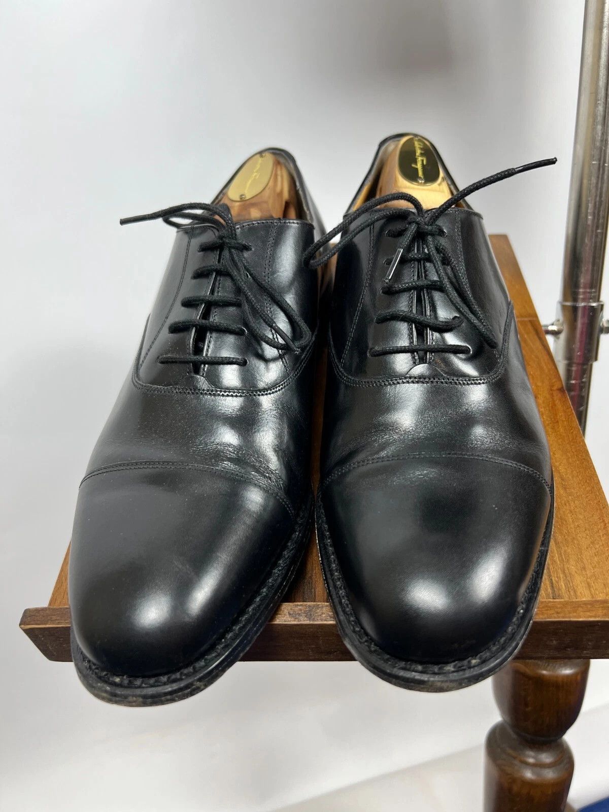 Barker Barker London Black Leather Oxford Lace Up Formal Shoes Size US 9.5 / EU 42-43 - 4 Thumbnail