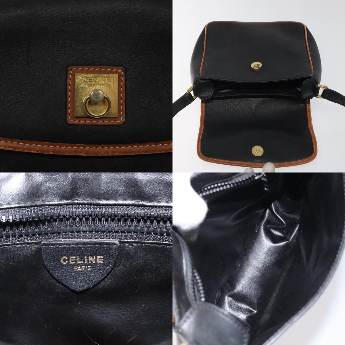 Celine CELINE Shoulder Bag Leather Black Gold Size ONE SIZE - 11 Thumbnail