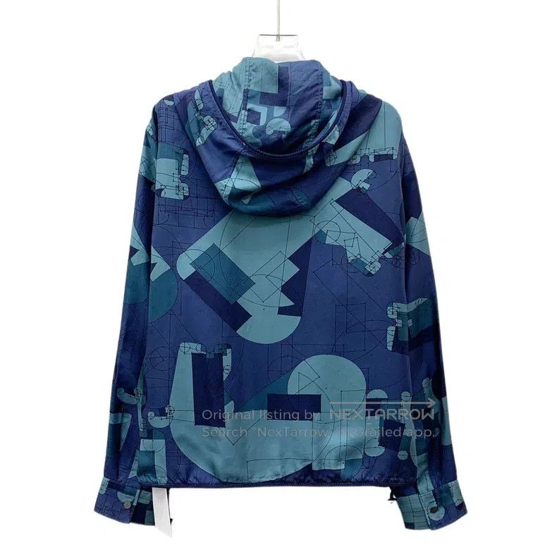 Hermes Hermes Dark Blue Geometric Pattern Patched Silk Hooded Zip Size M / US 6-8 / IT 42-44 - 2 Thumbnail