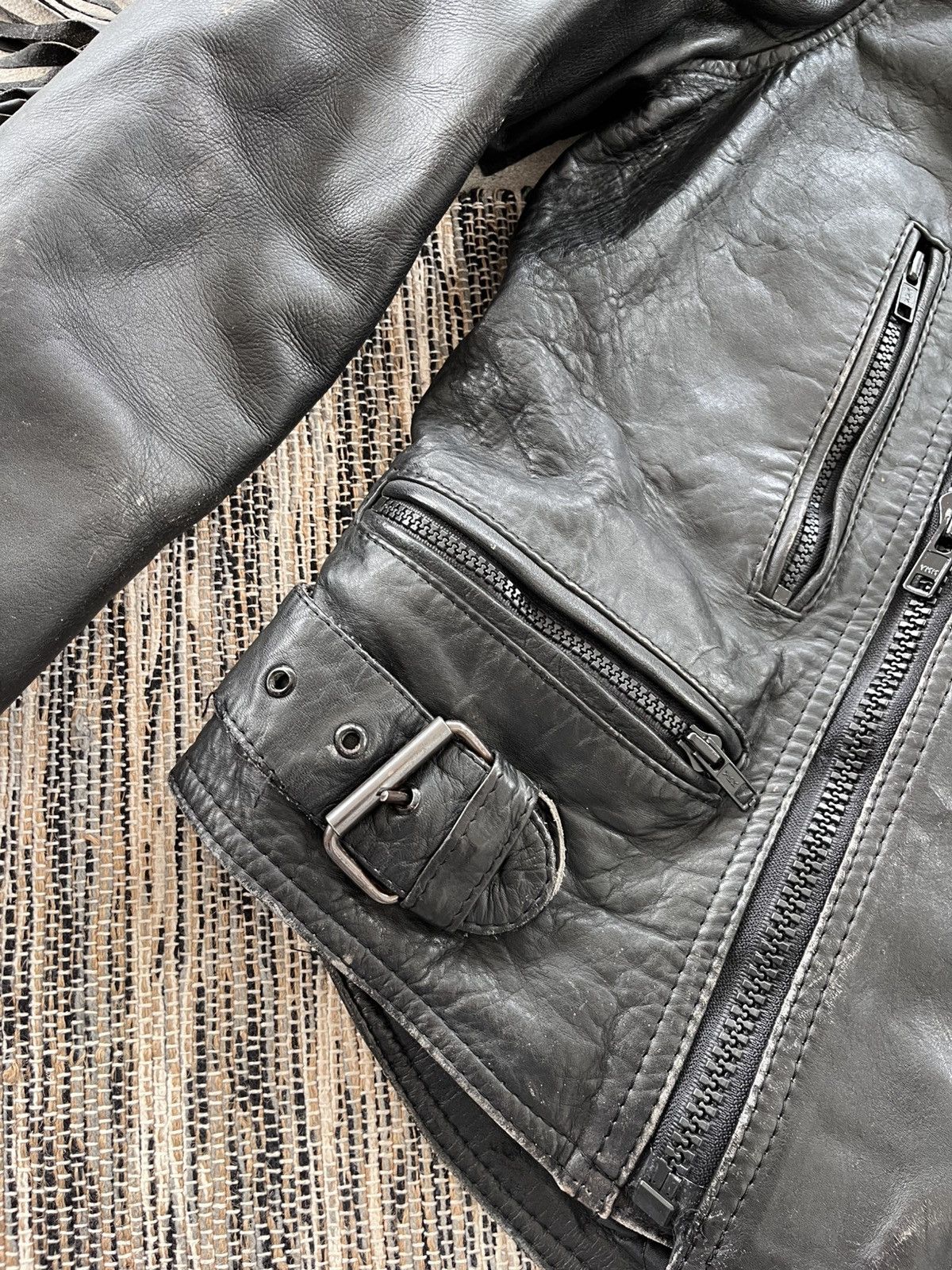 Genuine Leather Vintage Leather Biker Jacket Black Cowboy Western Style Y2K Size S / US 4 / IT 40 - 9 Thumbnail
