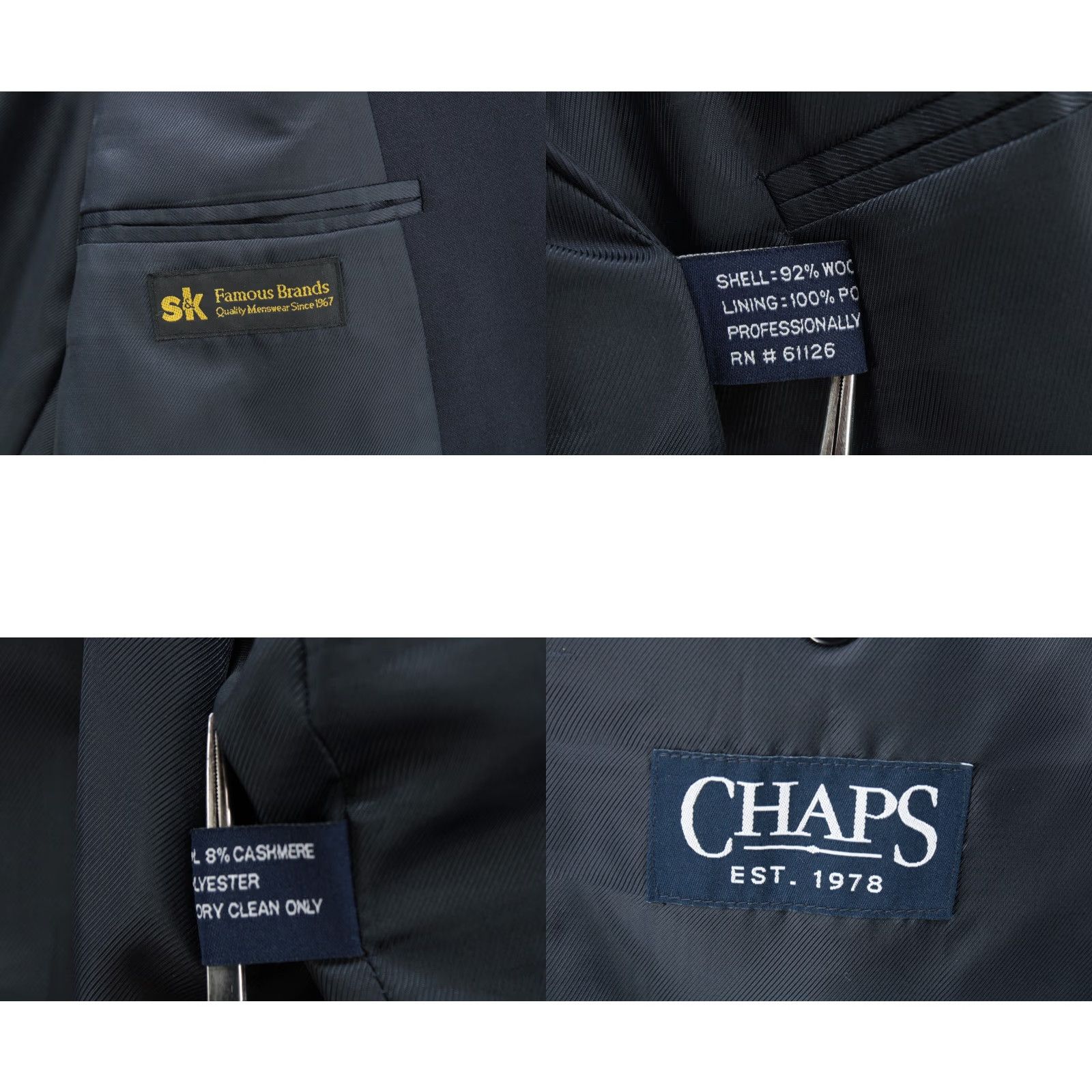 Chaps Chaps Sports Coat Blazer Mens 46L Blue Wool Cashmere Gold Tone Buttons Ivy League Front Two-Button Notch Lapel Vintage-Style Jacket? Size 46R - 9 Thumbnail