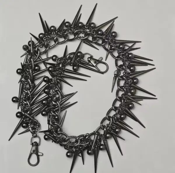 Japanese Brand Retro streetwear punk rivet spike pants pocket chain Size ONE SIZE - 6 Thumbnail