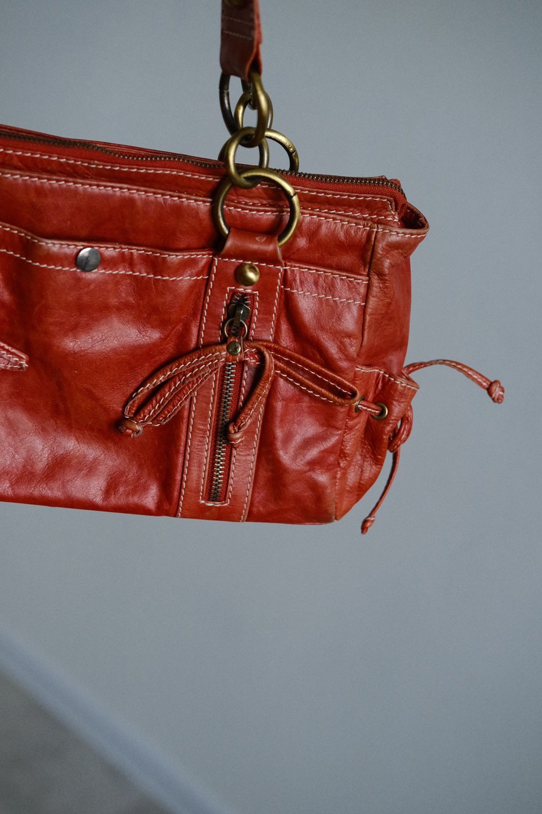 Vintage Red leather y2k grunge bag Size ONE SIZE - 11 Thumbnail