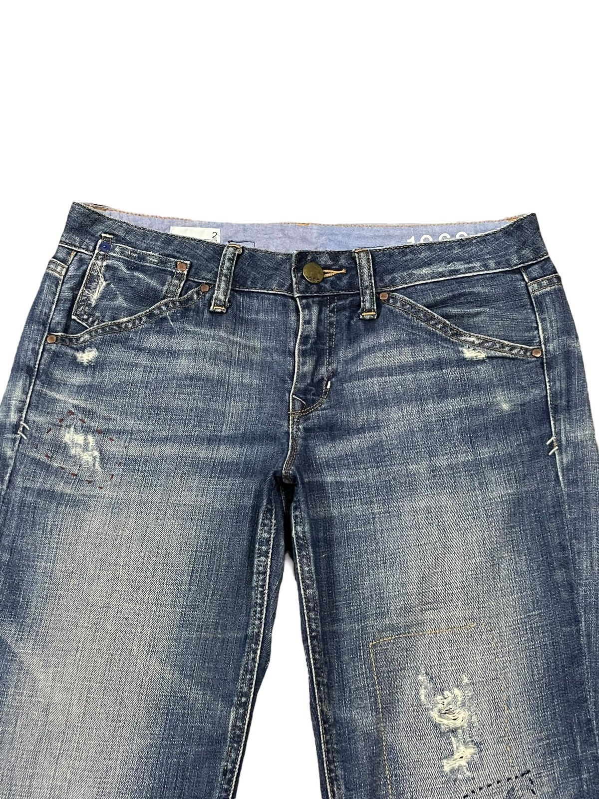 Balenciaga × Gap × Kanye West Vintage Y2K Gap 1960 Easy Straight BlueWash Distressed Jeans Size 31" - 7 Thumbnail